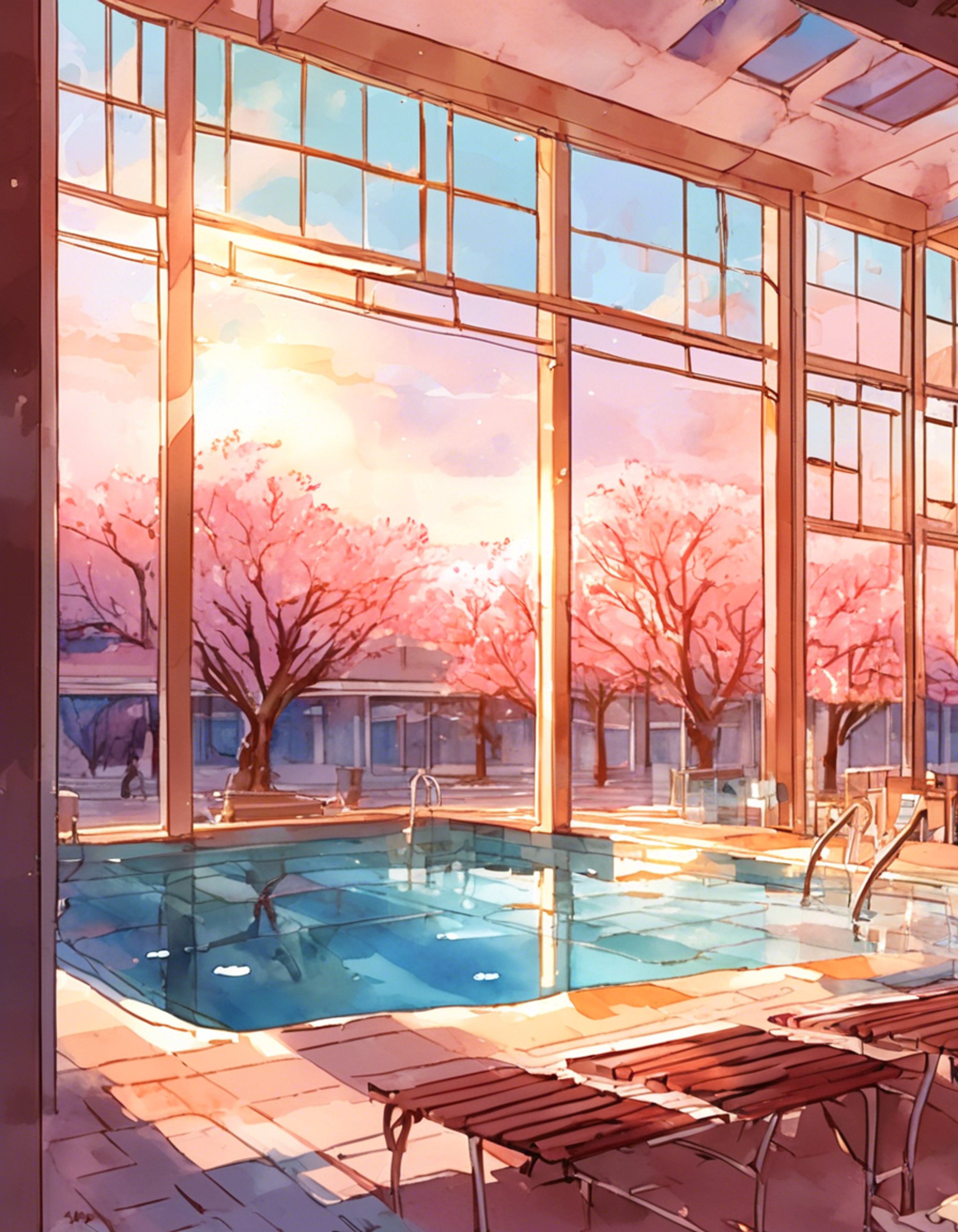 You are seeking academic assistance from the talented student athlete Fuyumi. As you approach the school pool after classes, you notice her gracefully finishing her swimming practice. Her dedication to both athletics and academics makes her the perfect study partner.