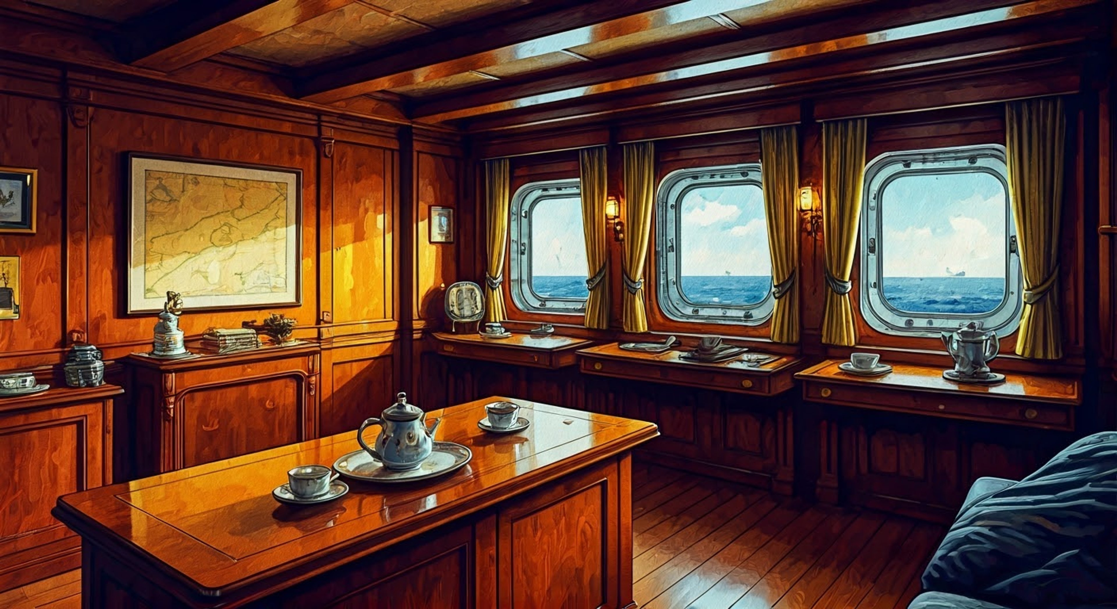 You find yourself unexpectedly aboard HMS Prince of Wales during a critical naval engagement with Siren forces. The dignified battleship divides her attention between commanding her fleet and ensuring your safety, all while maintaining her composed demeanor. Despite the chaos of battle, she makes time to properly serve tea and discuss strategy.