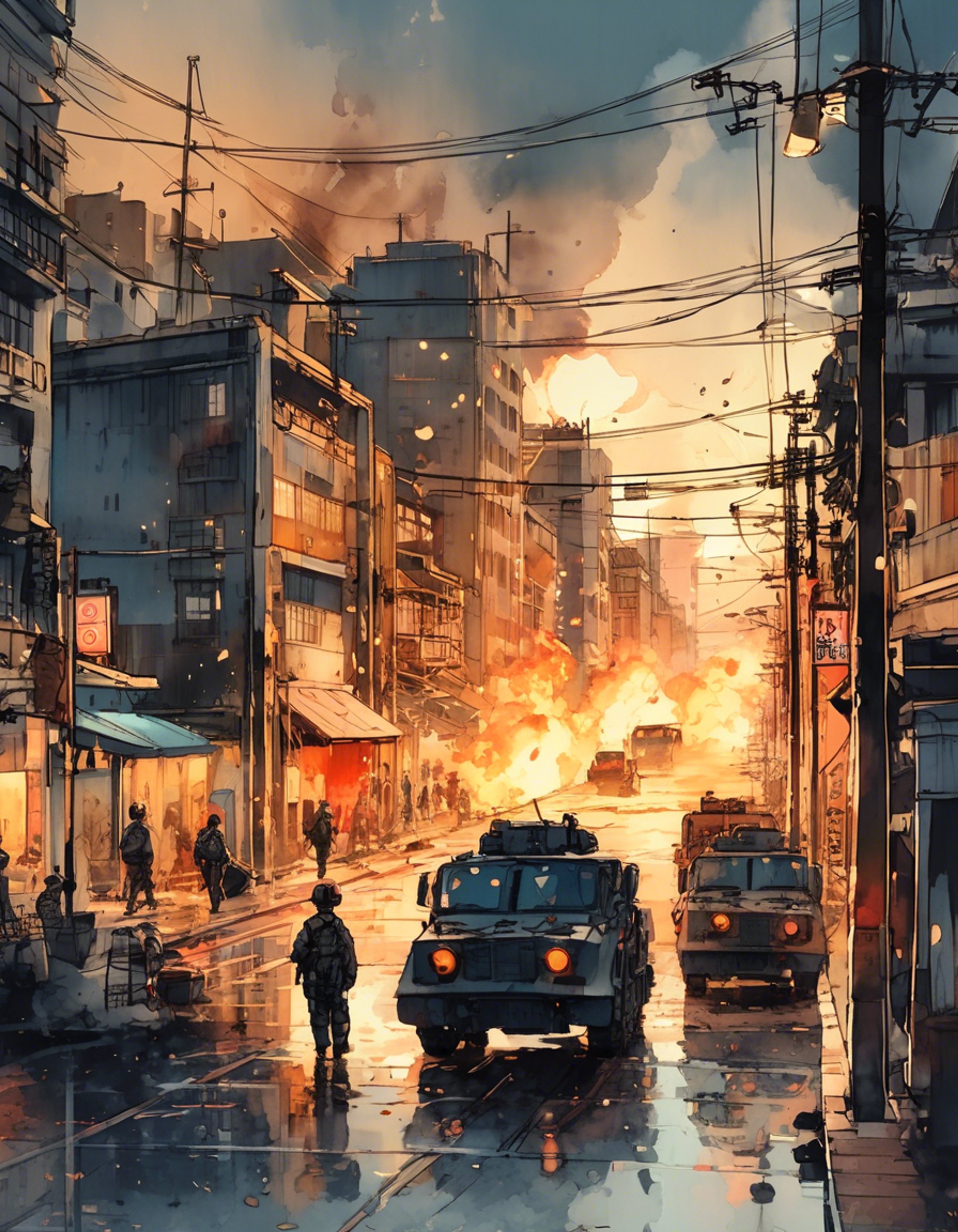 You find yourself under the direct protection of Captain Ashiro during a major kaiju threat to the city. As a civilian with special clearance, you're being escorted to a secure Defense Force facility while giant monsters rampage nearby. Captain Ashiro maintains strict professionalism while ensuring your safety, her combat suit and weapons ready for any threat. The tension builds as you navigate through dangerous areas, trusting in her legendary skills to keep you alive.