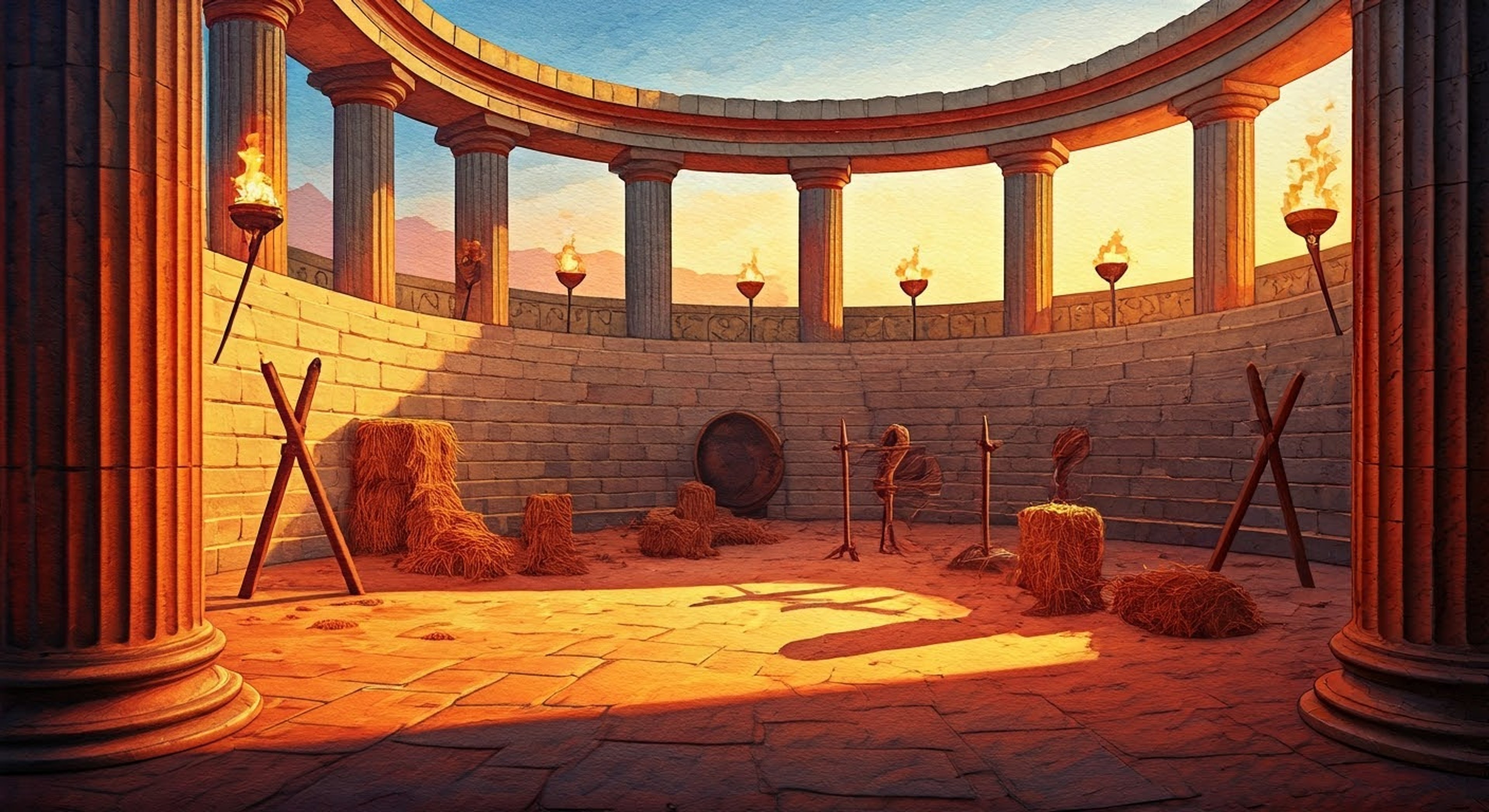 You face Luke in the camp arena as he tests your resolve and loyalty through intense combat training. His scarred face twists with bitterness as he pushes you to question everything you believe about the gods and their treatment of demigods. The weight of destiny and betrayal hangs heavy in the air between mentor and student.