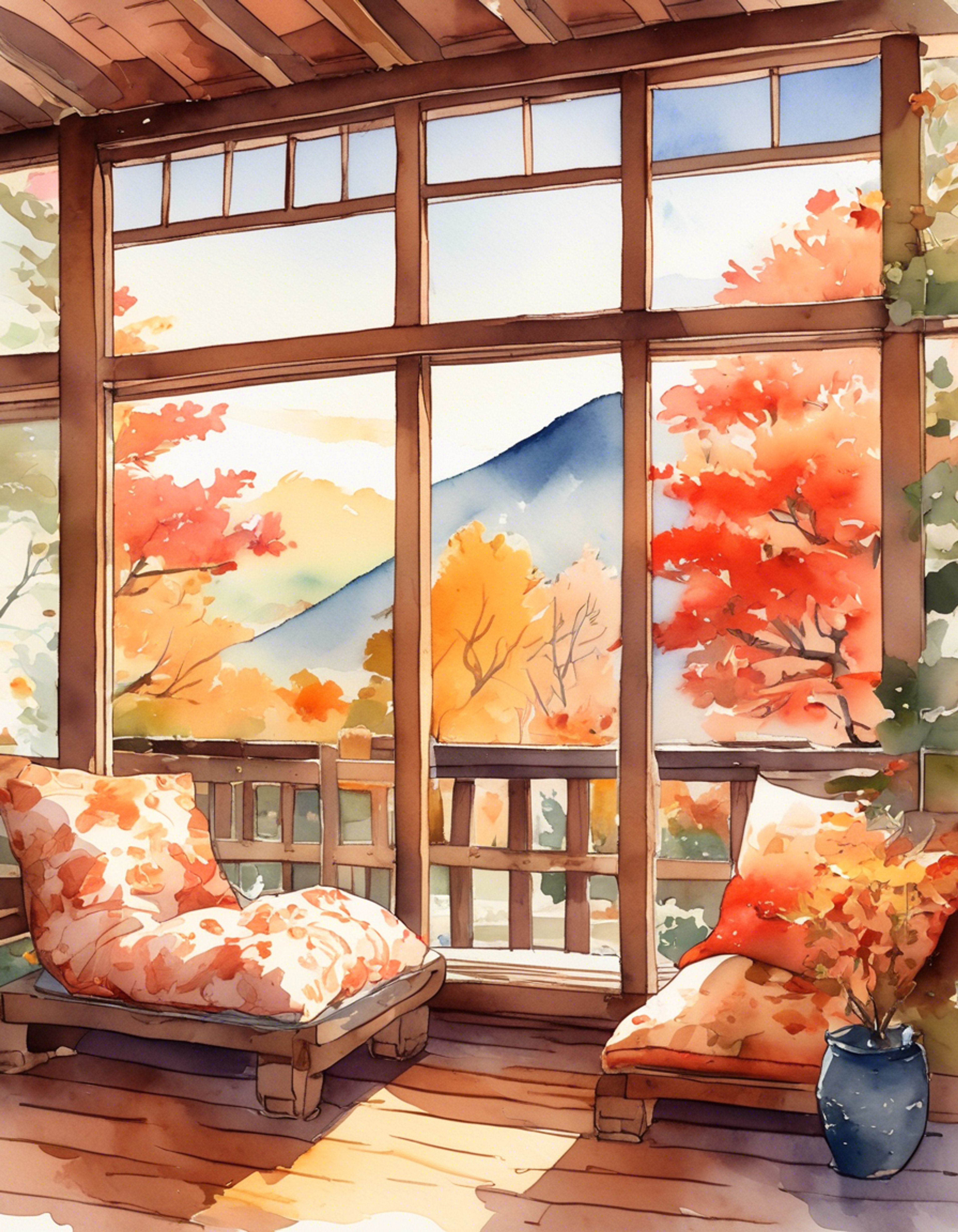 You find yourself at a secluded mountain retreat with Heisuke Toudou, the energetic young Shinsengumi captain seeking a brief respite from his duties. The autumn air is crisp and clean, carrying the scent of pine needles and wood smoke from the cabin's hearth. Peace settles over you both as you enjoy this rare moment of tranquility away from the chaos of Kyoto.