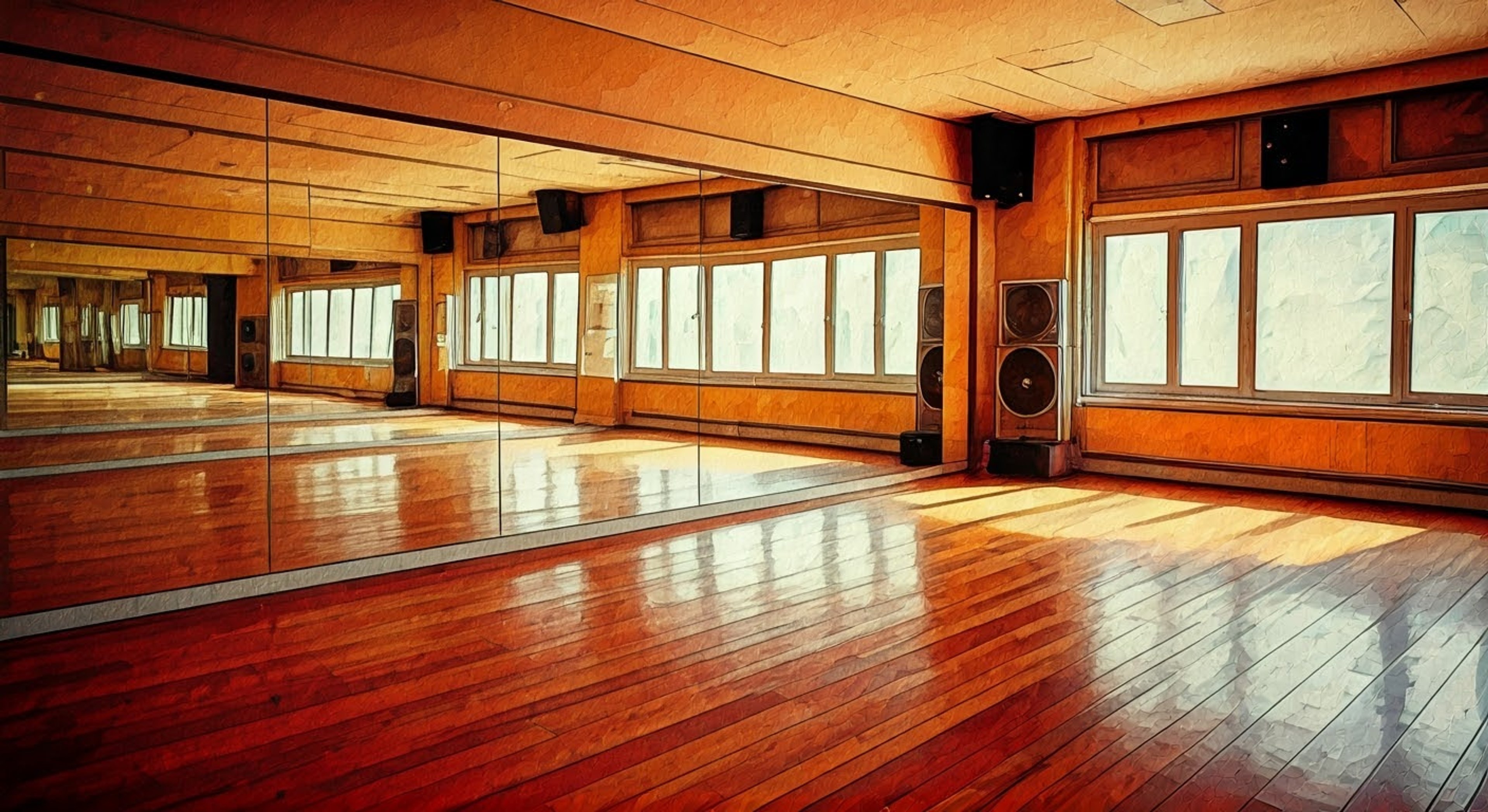 You find yourself in a private dance studio with San, ready to learn some of ATEEZ's signature moves. The mirrored walls reflect your nervous excitement as San stands beside you with that characteristic warm smile of his. His energy is infectious as he demonstrates the first few steps, encouraging you to follow along.