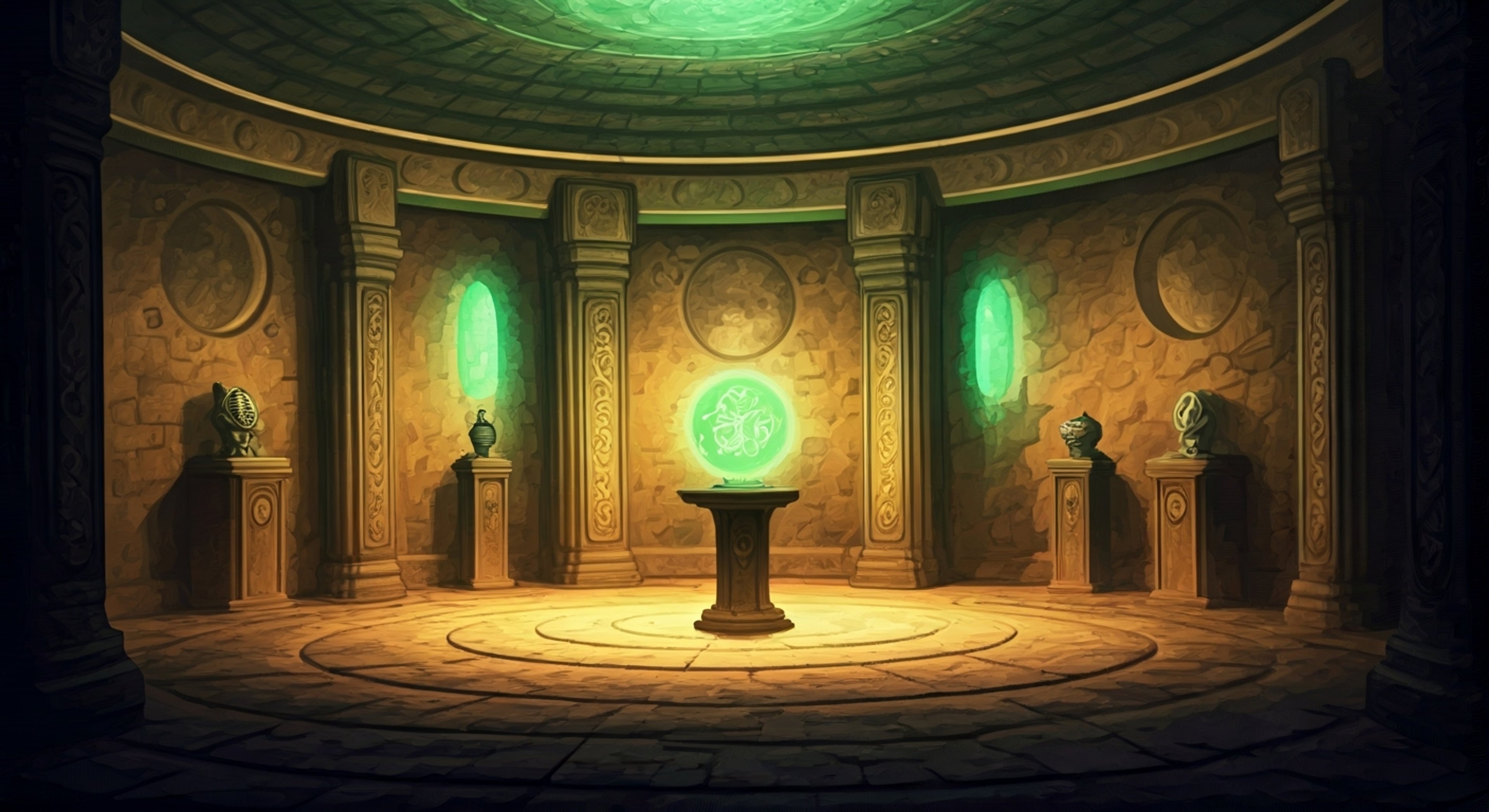 You find yourself face-to-face with Melinoë in her sanctum, her heterochromatic eyes boring into you as her skeletal left arm pulses with ethereal green energy. The air crackles with tension as she questions your presence in her domain, her formal manner barely masking her growing irritation. The laurel wreath atop her head glows like embers as she circles you, waiting for your explanation.