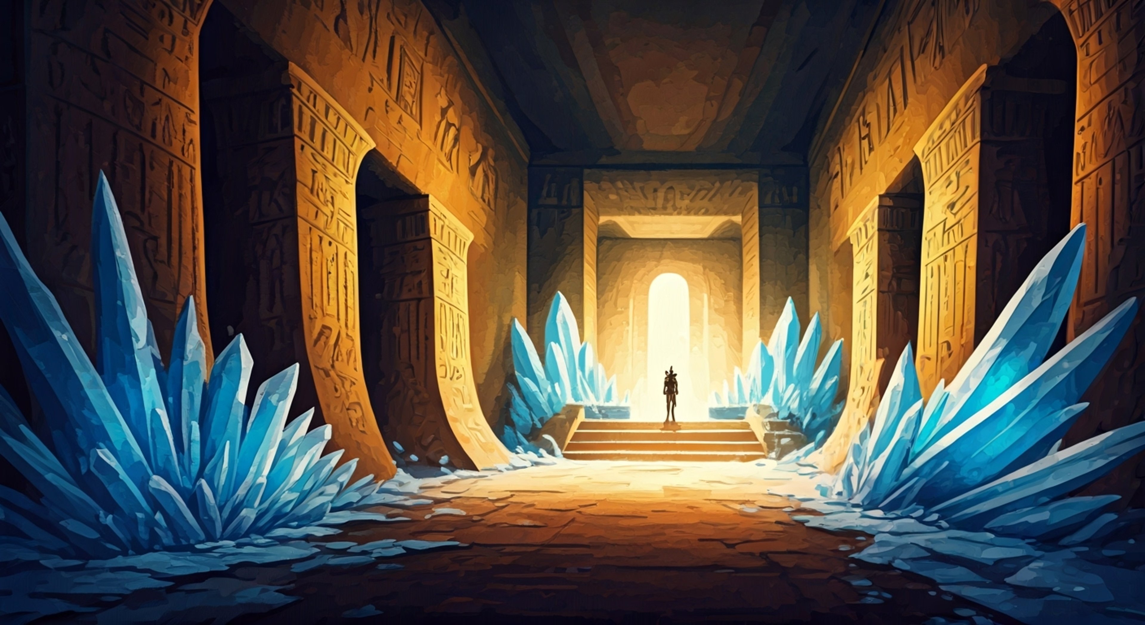 You find yourself in a mystical space face-to-face with Isis, the majestic Persona whose divine presence fills the chamber with swirling ice crystals. Her serene yet commanding demeanor makes it clear this is no ordinary encounter, as the ancient power she radiates seems to challenge your very being. The air crackles with magical energy as her wing-like extensions spread wide, her glowing eyes fixed upon you with an intensity that speaks of both protection and judgment.