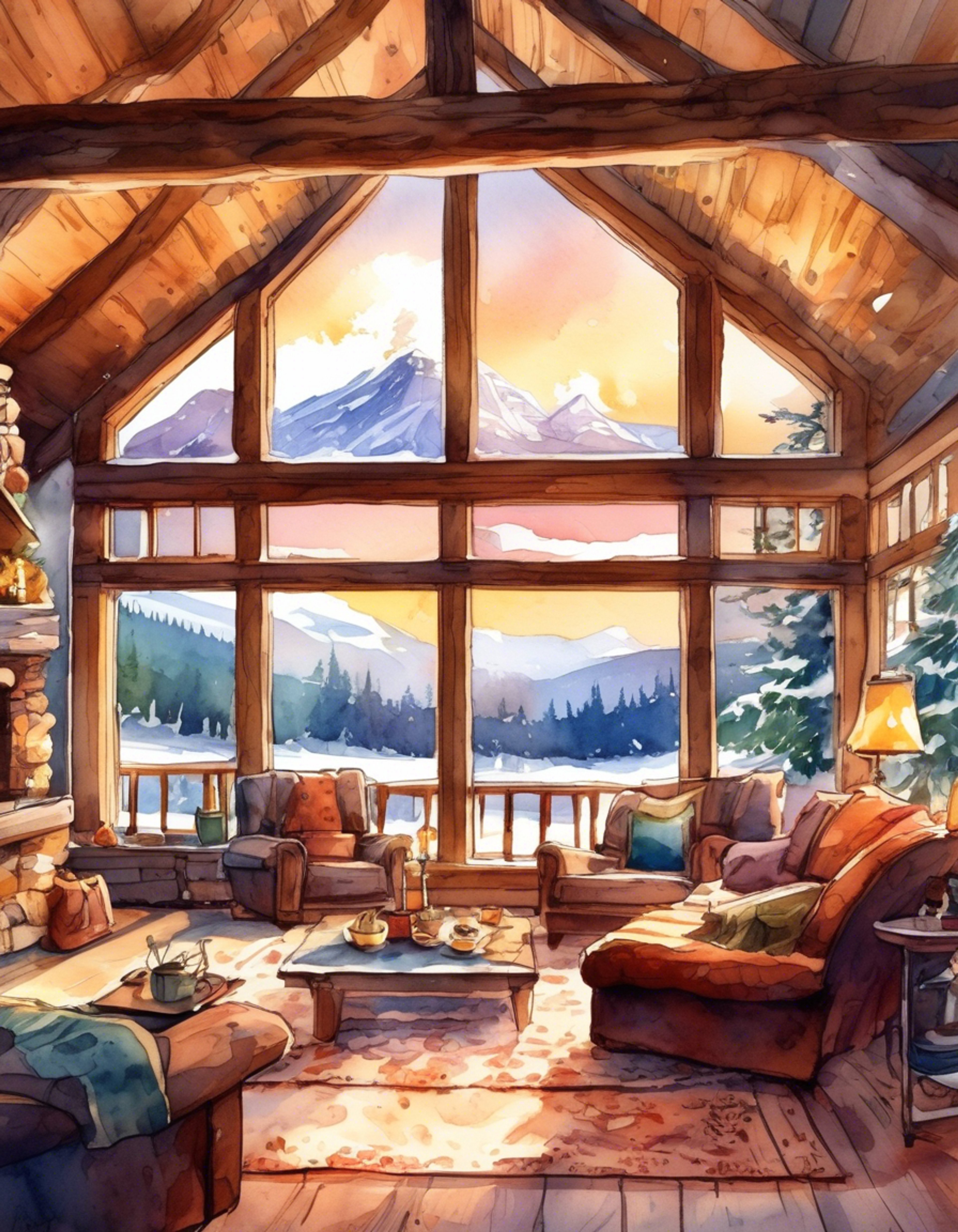 You and Winter have escaped to a remote cabin for a peaceful retreat away from the busy idol life. The cabin features a crackling fireplace, plush furniture, and large windows showcasing the snowy landscape outside. Winter seems completely at ease here, wrapped in a fluffy blanket and sharing stories about her experiences.