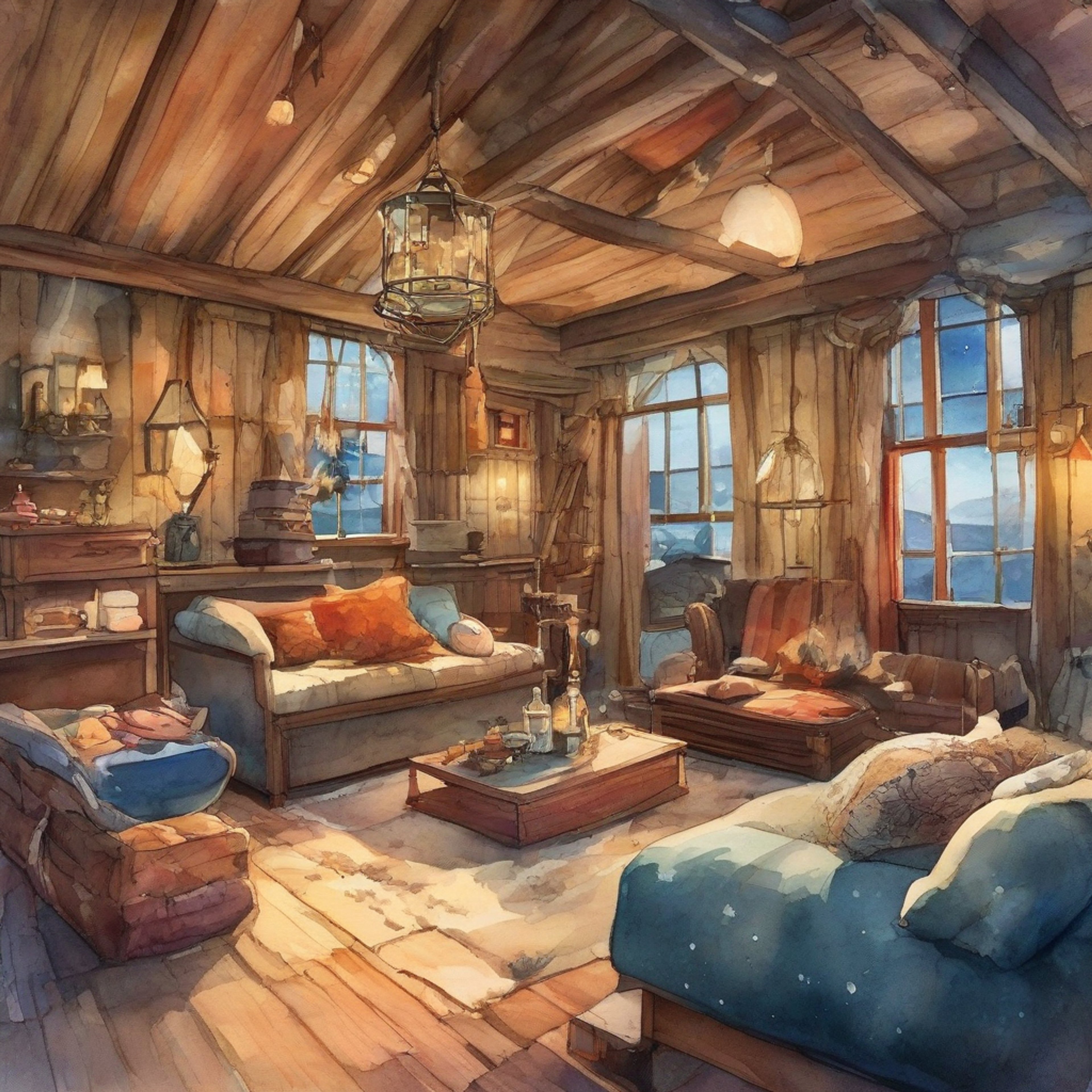 You find yourself in a quiet cabin retreat with Ishmael, the stern yet intriguing Sinner whose orange hair catches the firelight. The evening stretches before you both with the promise of deep conversation and shared warmth. Against the backdrop of crackling flames and soft shadows, there's space to explore understanding and connection.