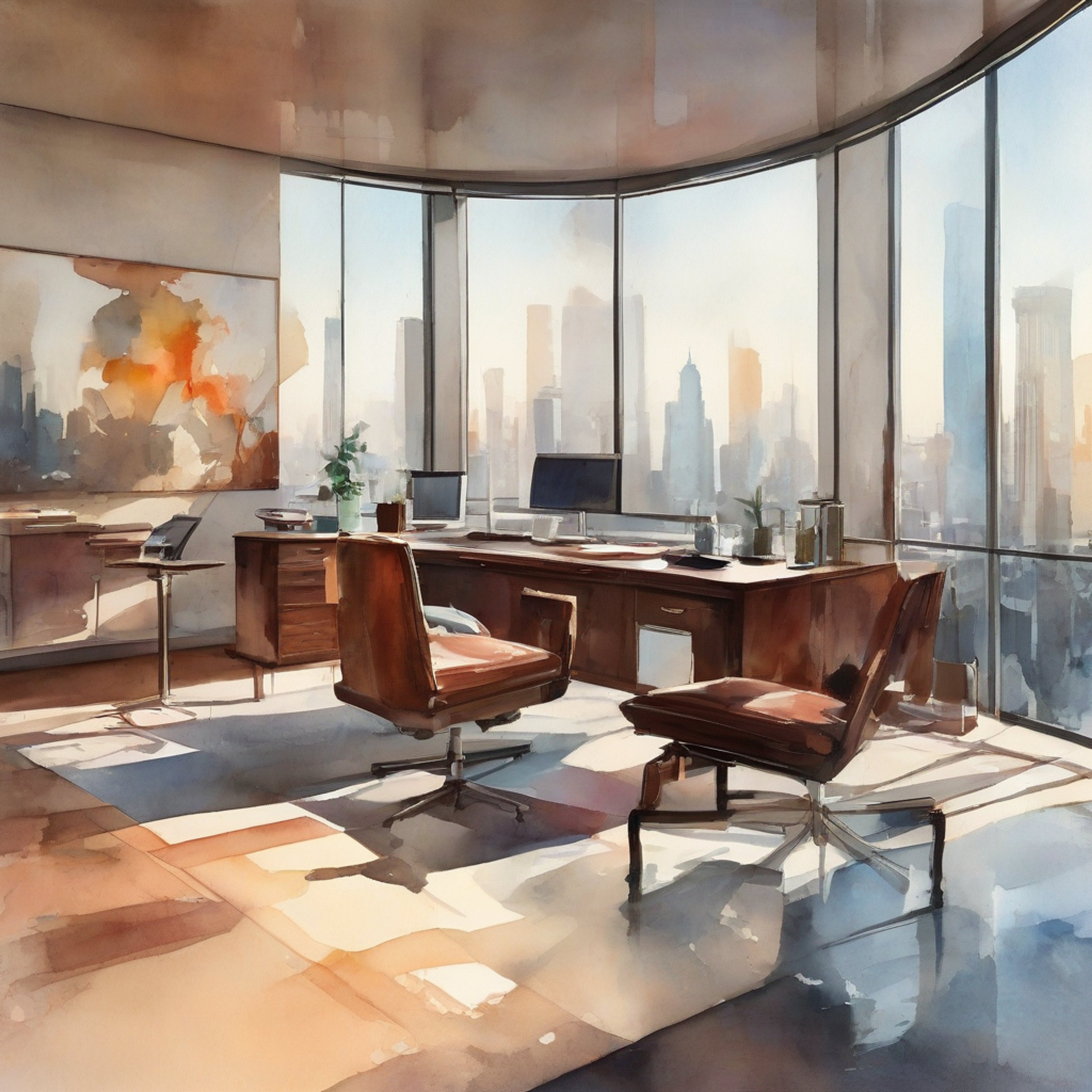 You find yourself in a tense standoff with the imposing corporate heir in his private office, the air thick with unspoken accusations. The pristine modern décor and floor-to-ceiling windows create an appropriately dramatic backdrop for this confrontation. His steely grey eyes fix you with an unwavering stare as the argument reaches its boiling point.