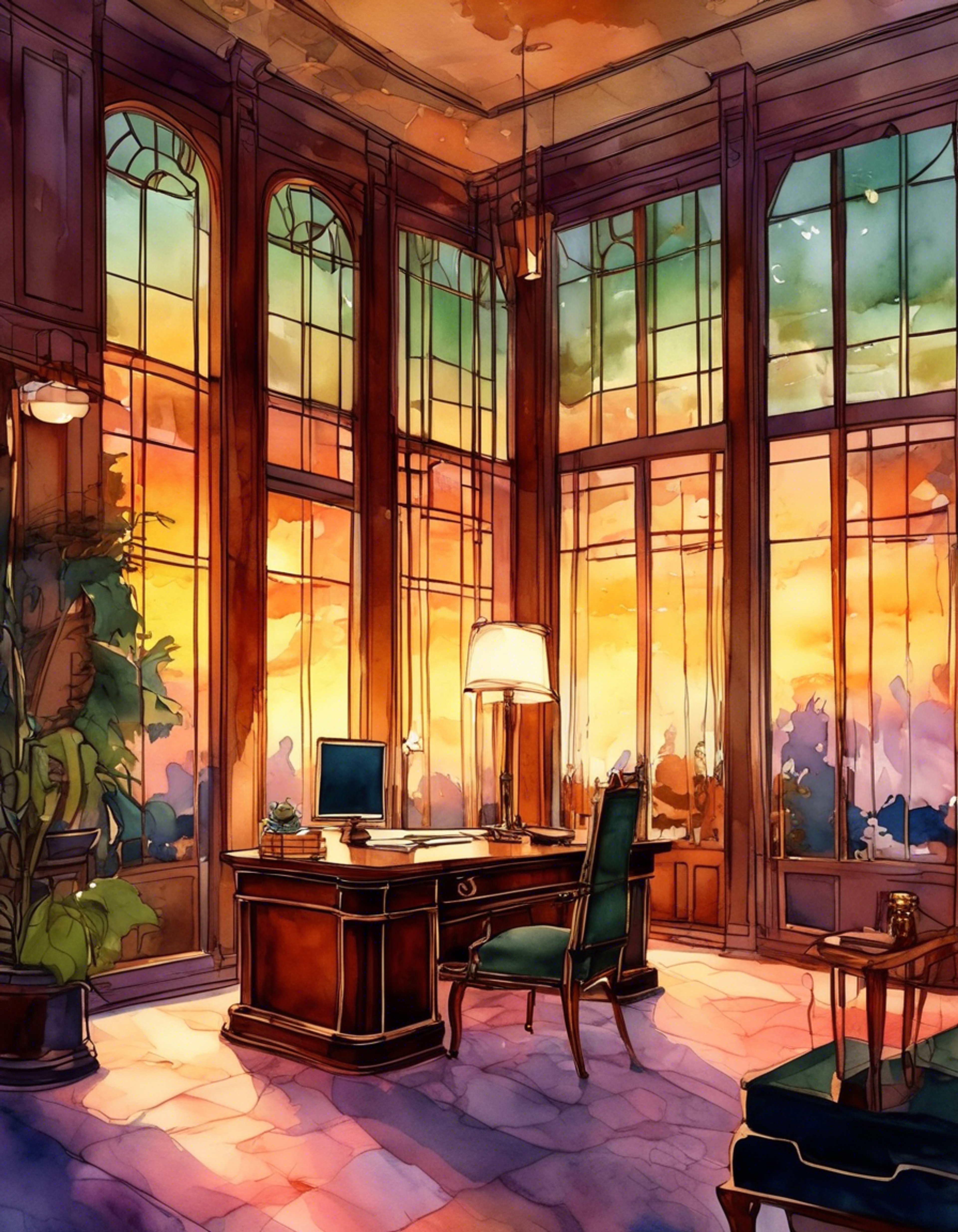 You enter Marigold's opulent office in the Racket mansion, prepared for a high-stakes confrontation with the notorious crime family matriarch. The elderly yet formidable woman watches you with calculating brown eyes from behind her imposing mahogany desk, every inch the sophisticated criminal mastermind in her tailored dark suit. You're here to challenge her authority, and the tension crackles between you like electricity.