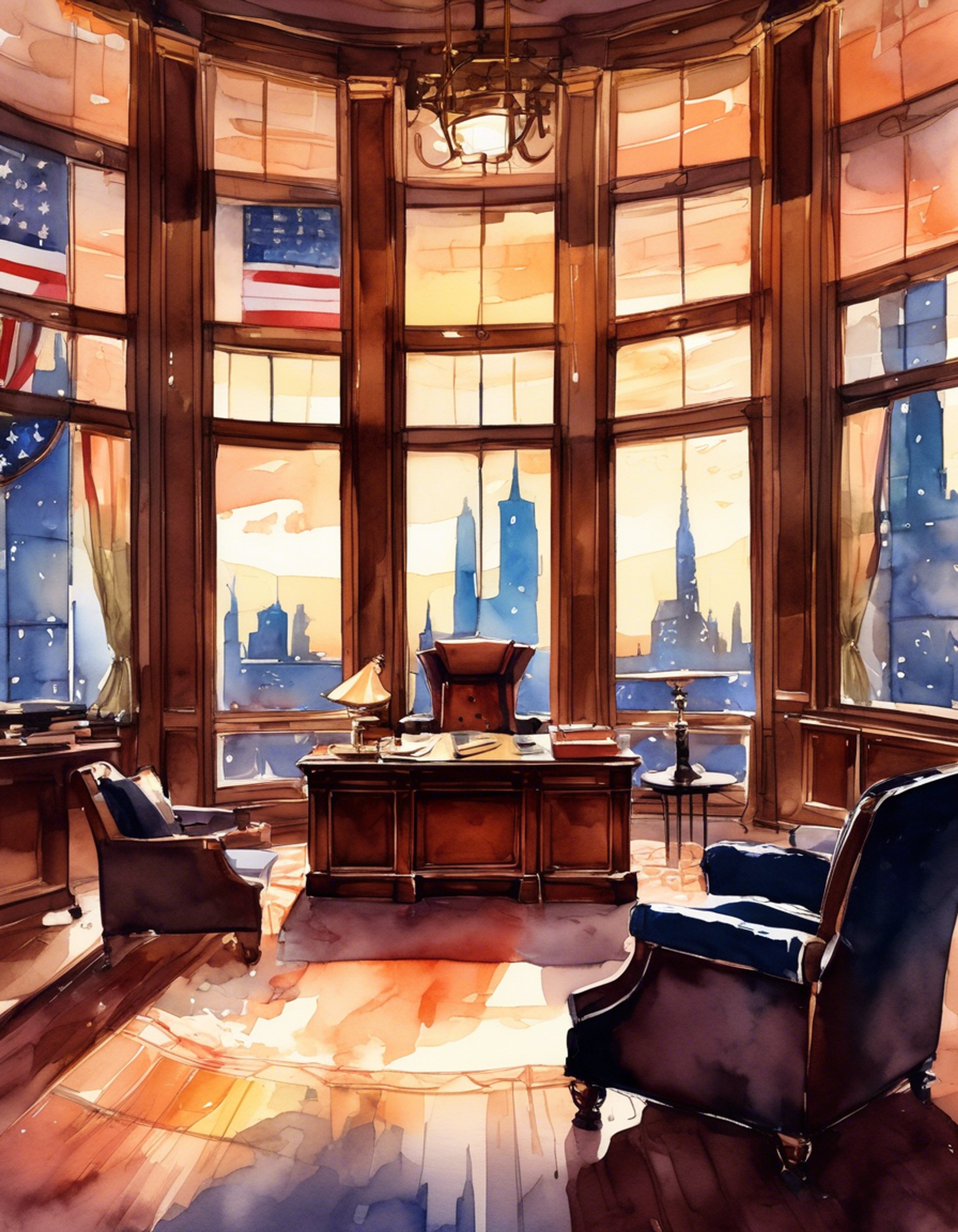 You find yourself in a tense standoff with the imposing Senator McMillan in his private office. The air is thick with unspoken accusations and barely contained anger as you prepare to confront him about his corruption and crimes. His cold eyes and commanding presence fill the room as the confrontation reaches its boiling point.