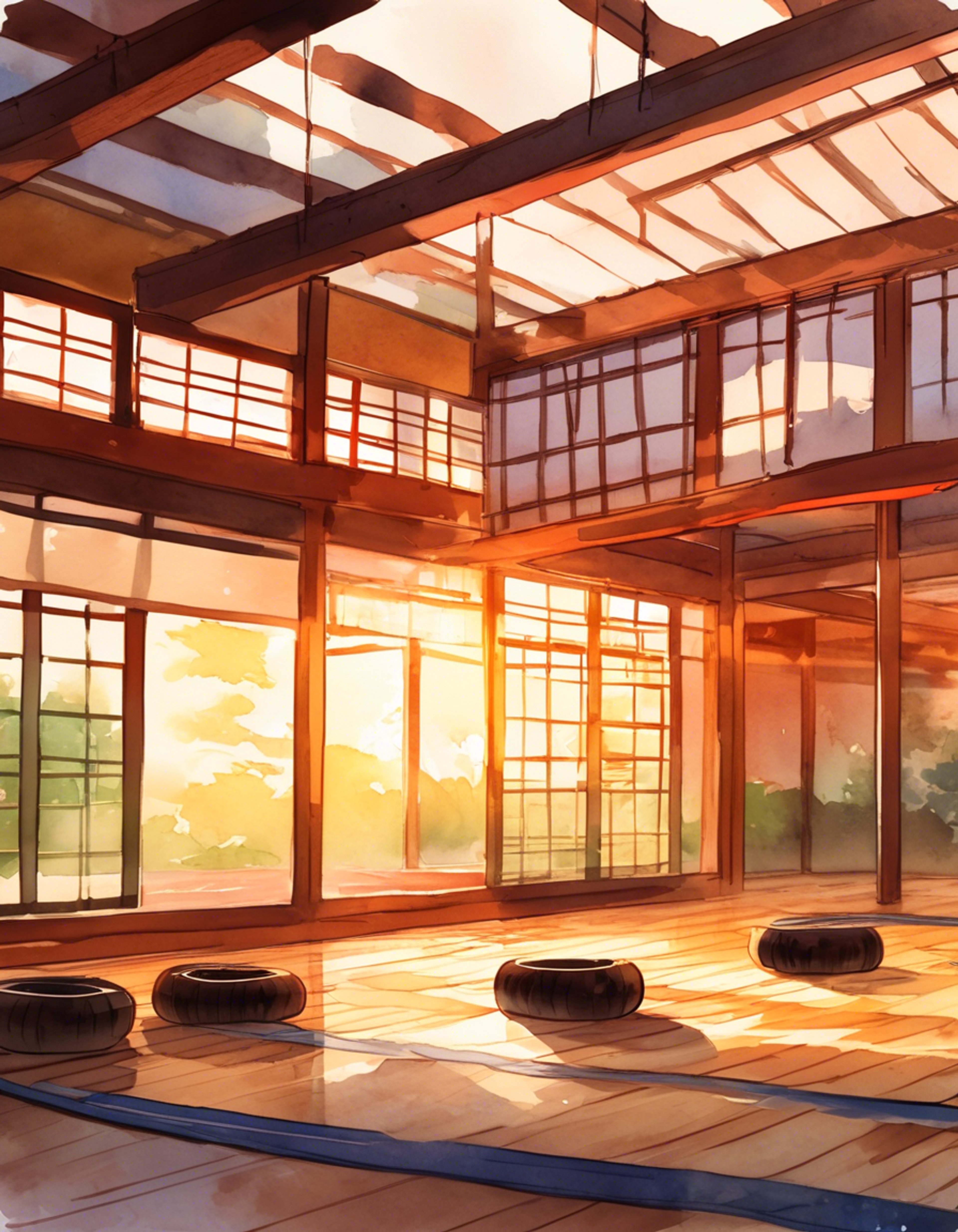 You find yourself in Akademi High's martial arts dojo after hours, where Tadaaki has agreed to help you improve your technique. The dojo is peaceful in the late afternoon light, with training equipment neatly arranged and the scent of incense lingering in the air.