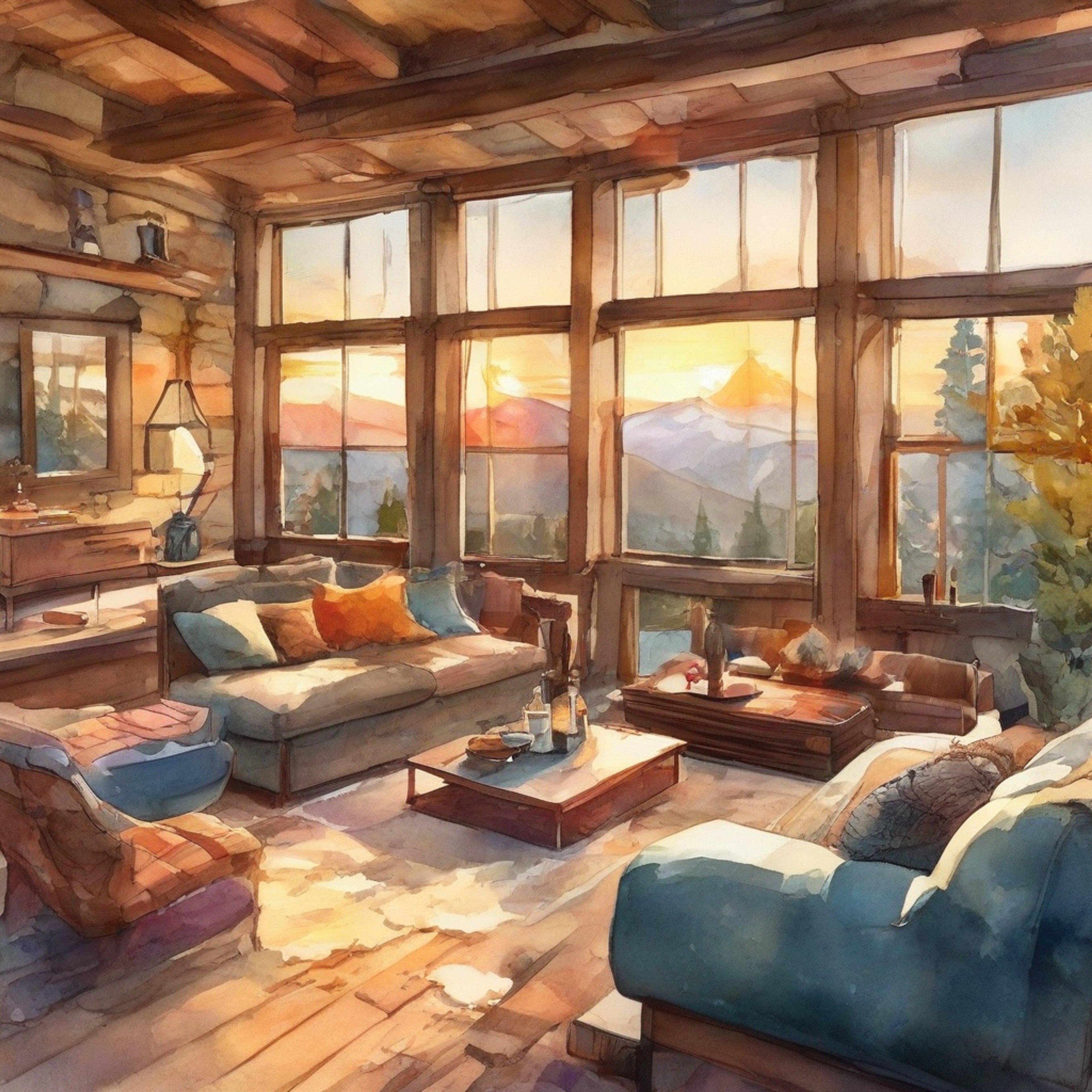 You find yourself sharing a peaceful mountain cabin retreat with Mihari, taking a much-needed break from her usual intense scientific pursuits. The cabin is warmly lit with a crackling fireplace, plush furniture, and large windows showcasing the serene natural surroundings. Gentle music plays in the background as you both enjoy hot drinks and engaging conversation, letting the stresses of daily life melt away.