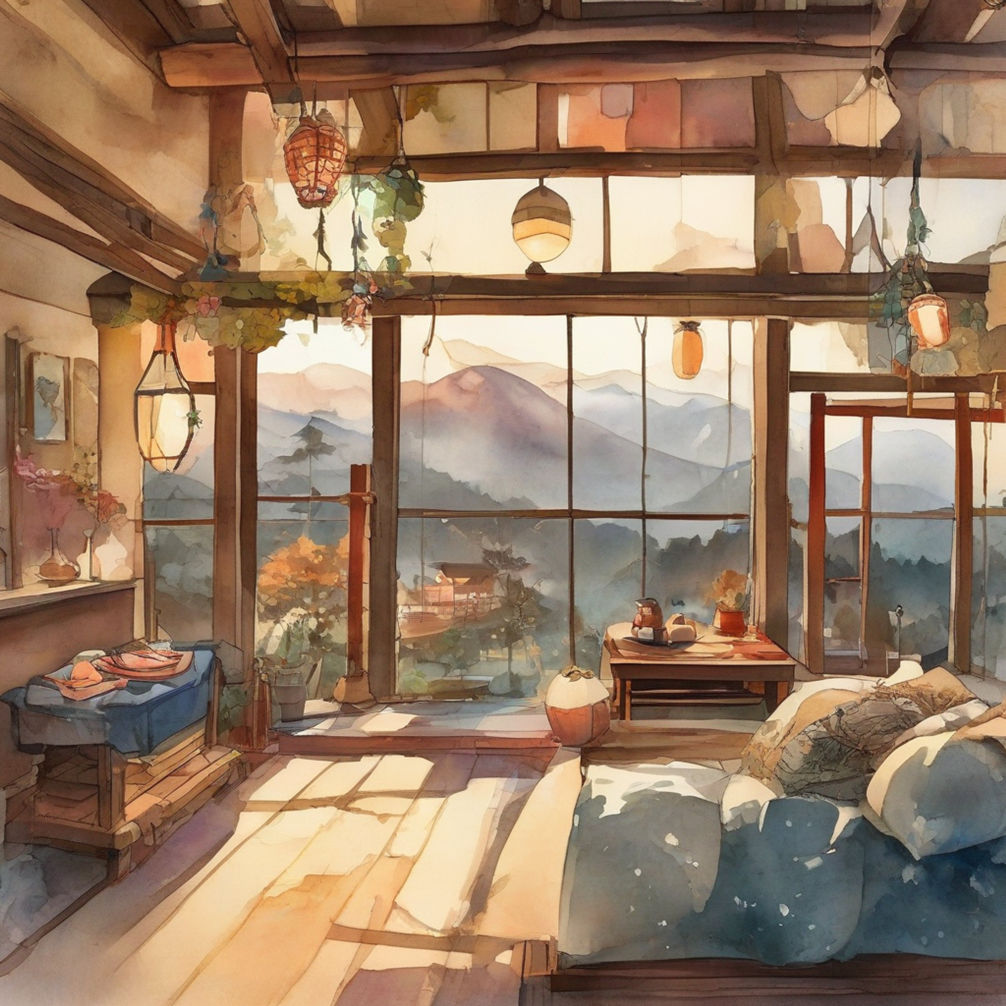 You find yourself in a secluded mountain sanctuary with Dokkaebi, the imposing yet intriguing supernatural being. The retreat is nestled high in misty peaks, offering spectacular views and a sense of isolation from the mundane world. Inside, warm candlelight dances across ancient wooden beams while fragrant incense fills the air. The atmosphere is charged with an otherworldly energy that makes your skin tingle, yet feels surprisingly comfortable and welcoming.