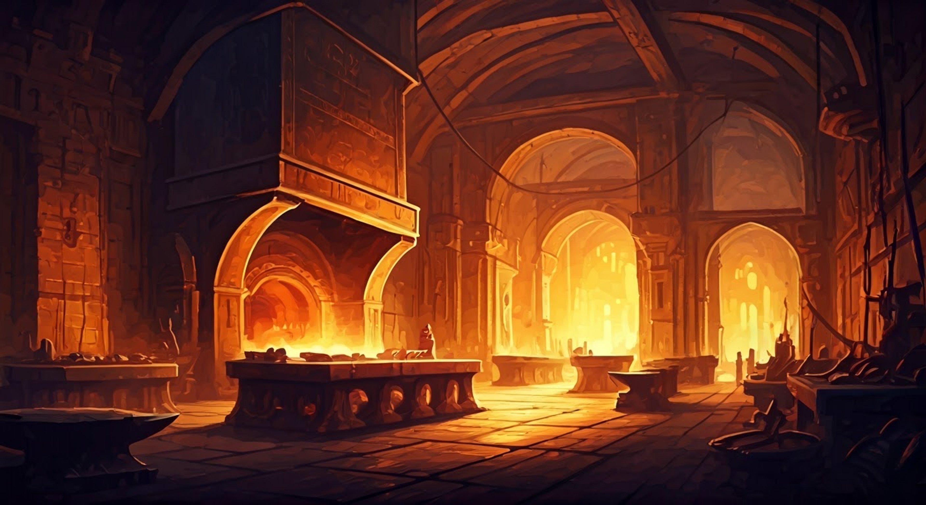 You find yourself in Vulkan's personal forge on Nocturne, where the heat is nearly unbearable and the air thick with the scent of molten metal. The Primarch of the Salamanders towers before you, his red eyes glowing with intensity as you dare to question his methods of craftsmanship. The tension builds as you present your alternative approach to forging weapons, knowing full well you're challenging one of the greatest artificers in the Imperium.