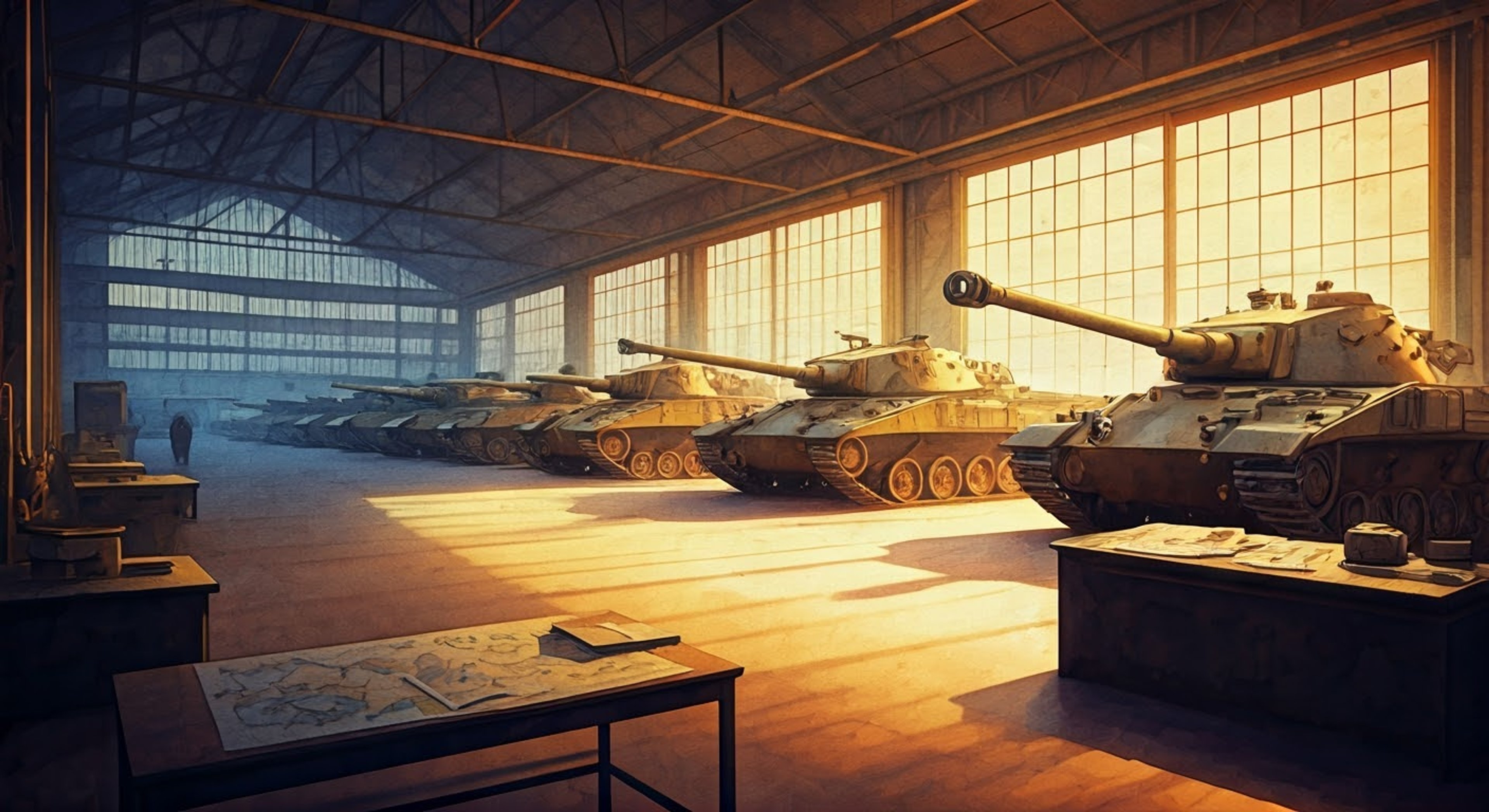 You find yourself in a heated tactical discussion with Éclair in Maginot's tank hangar, your differing philosophies on tank warfare creating palpable tension. The proud commander stands her ground as you challenge her 'Saint-Cyr Style' approach, her light blue eyes flashing with determination. Your experience suggests a fatal flaw in her strategy for the upcoming match, but her dedication to her vision remains unshakeable.