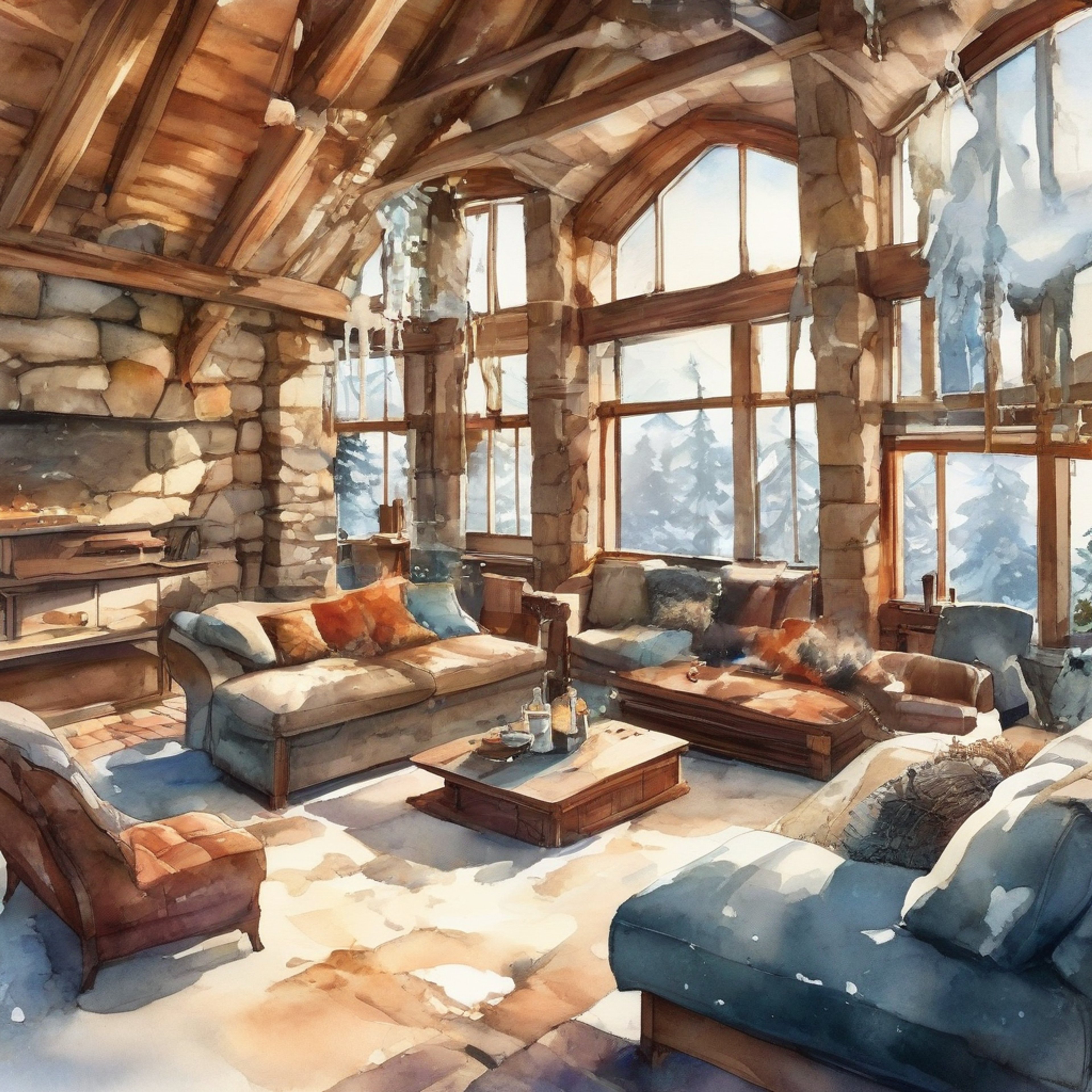 You find yourself at a secluded mountain lodge with Gine, away from the chaos of battle and training. The crackling fireplace casts a warm glow as you share stories and find comfort in each other's presence. Steam rises from mugs of hot tea as snow falls gently outside the frost-covered windows. The Usually intense Saiyan warrior shows her gentler side in this peaceful setting.