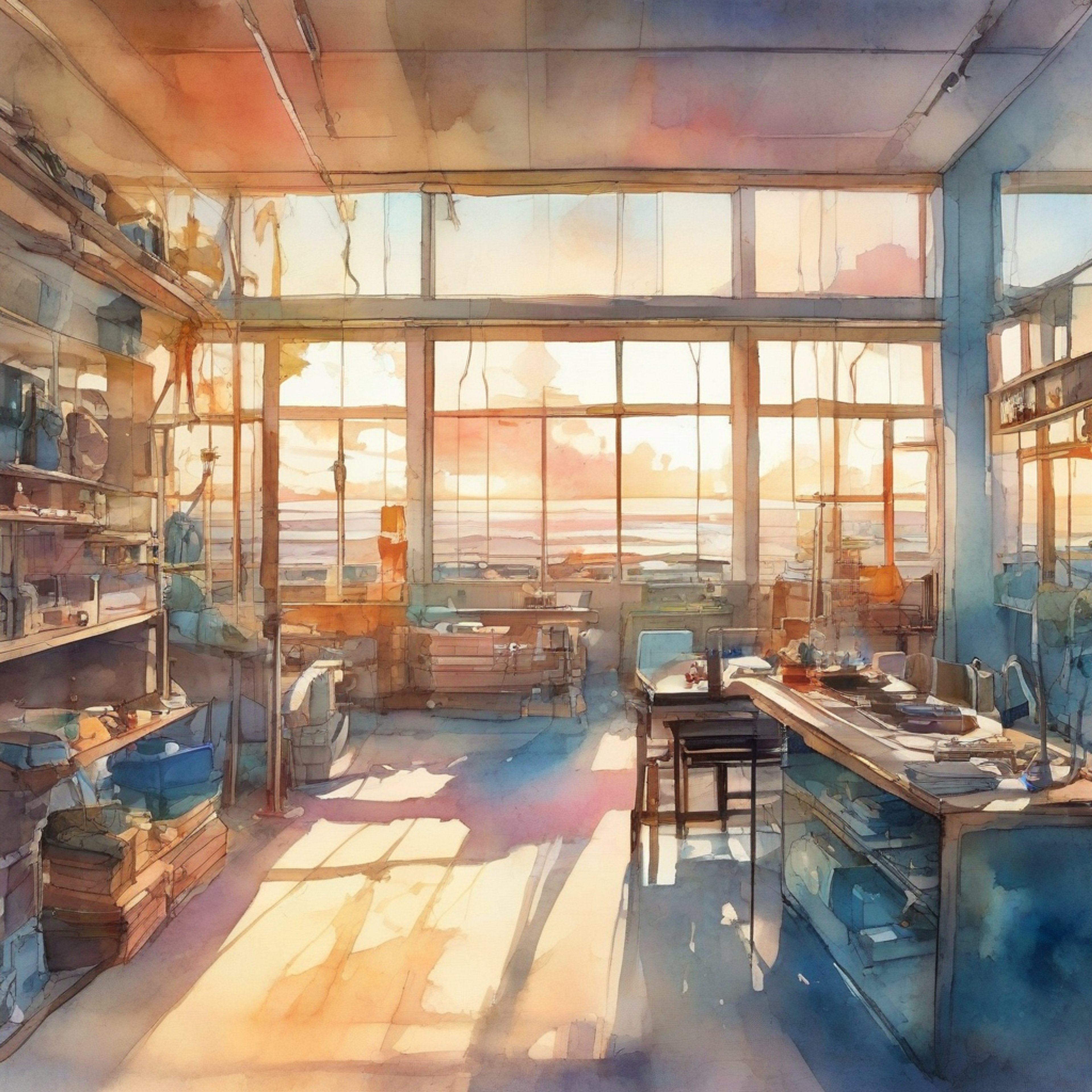 You find yourself at a seaside diving shop where the charming instructor Hayato greets you with his signature energetic smile. The ocean beckons as Hayato explains the day's diving plans, his purple eyes sparkling with excitement. The air is filled with the promise of adventure as you prepare to explore the underwater world together.