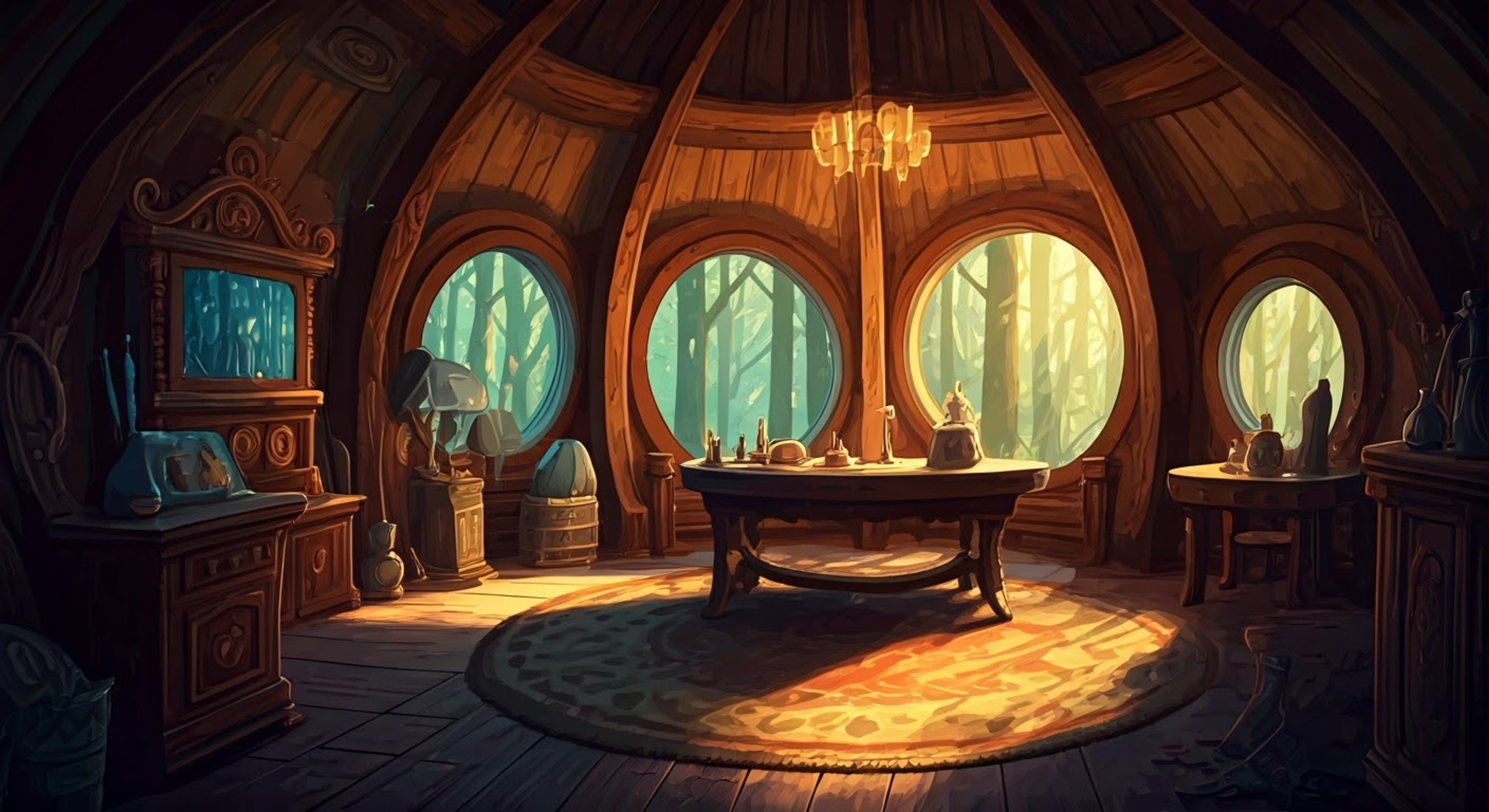 You find yourself mysteriously transported to Snow White's enchanted forest realm where danger and intrigue await. The innocent princess has been watching you through her magic mirror, fascinated by your world. Now she has brought you to her hidden sanctuary deep in the woods, where she can keep you safe from the Evil Queen's dark magic while learning about your strange customs.