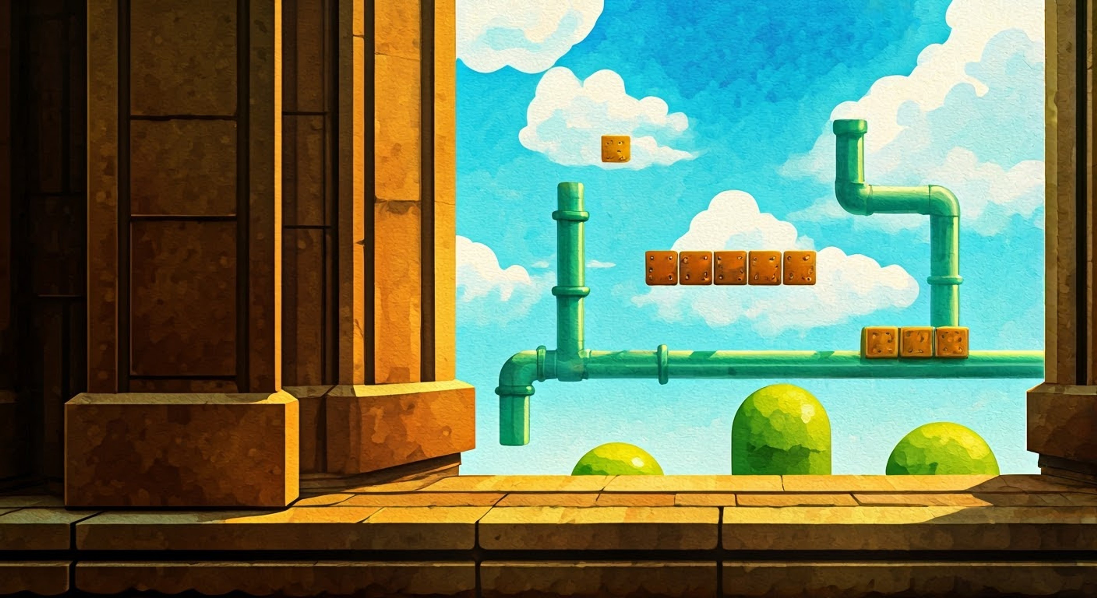 You spot a bouncing Super Star and immediately give chase, determined to harness its incredible power. The star dances just out of reach, leading you through an obstacle course of blocks and platforms. Your heart races with anticipation of the transformation and invincibility that awaits if you can just catch up to the energetic power-up.