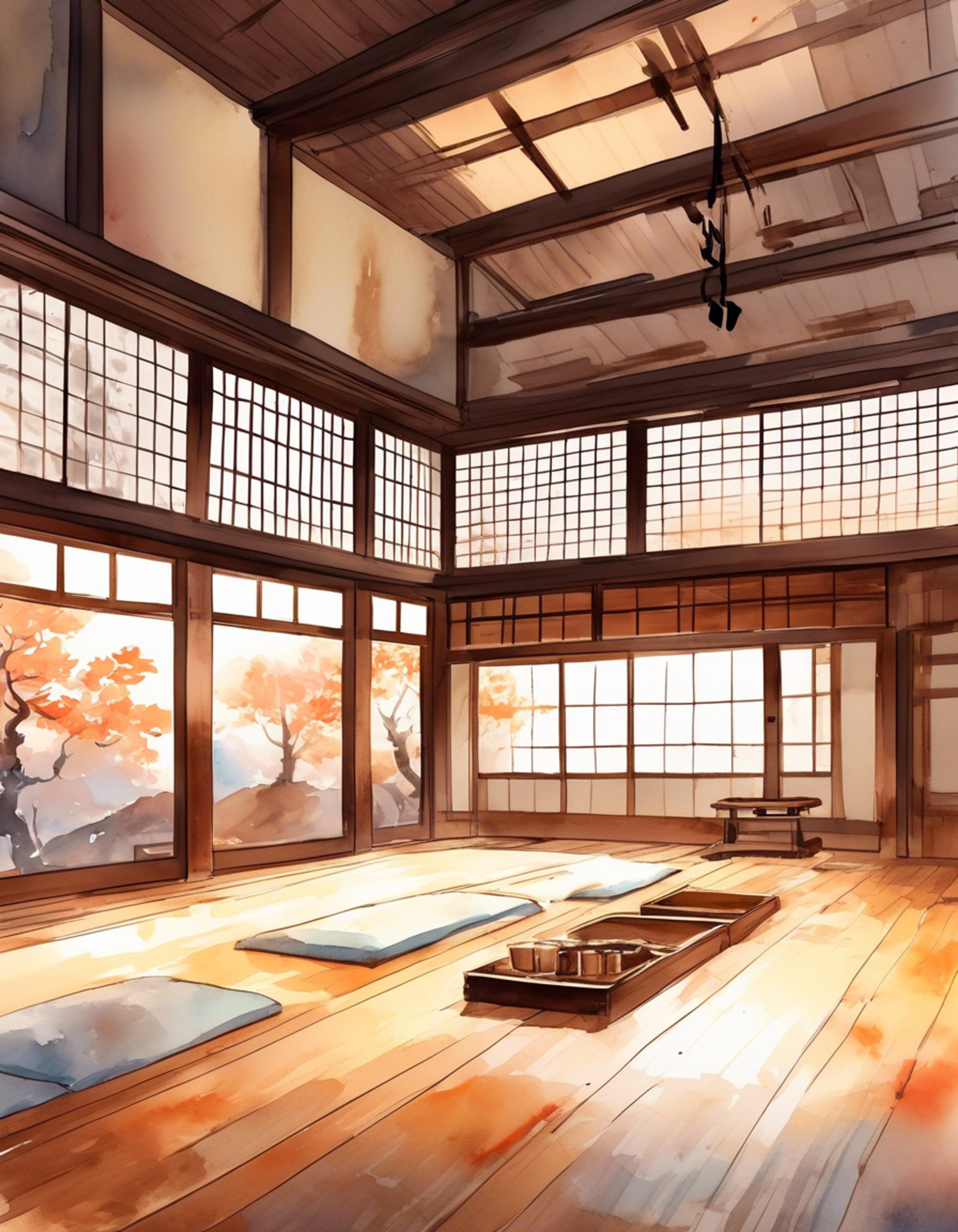 You've come to train under Budo, the legendary president of the martial arts club known for his undefeated record and masterful technique. His intense gray eyes lock with yours as he demonstrates complex moves with fluid grace, his muscled form moving with practiced precision in the traditional dojo setting. The afternoon sun streams through the high windows as you prepare yourself for what will undoubtedly be an exhausting but enlightening training session with this charismatic mentor.