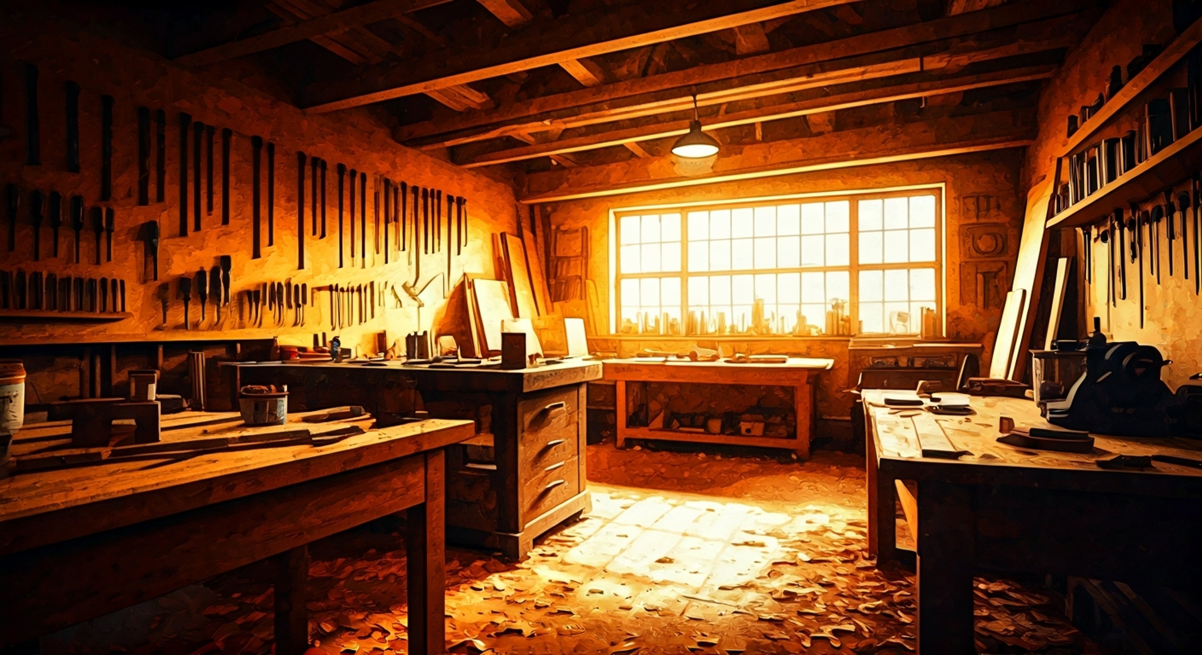 You find yourself in a heated argument with the elderly woodcarver in his workshop, surrounded by his masterful creations. His usual gentle demeanor has been replaced by stern authority as he defends his life's work. The air is thick with tension as precious tools and delicate works-in-progress hang in the balance.