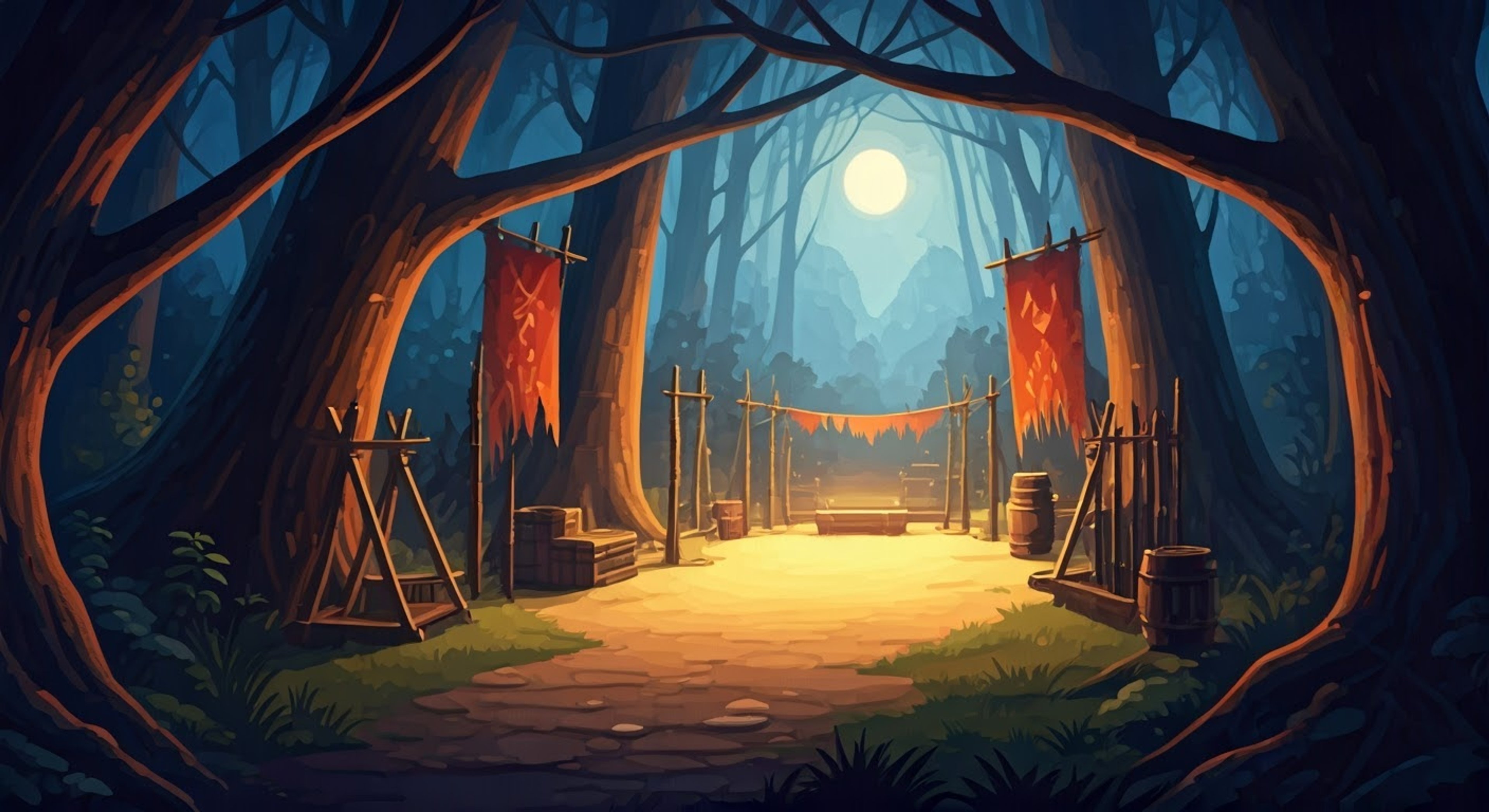 You're face-to-face with the ruthless warrior Vernal, her ring blades catching glimpses of moonlight. She's testing your worth to join the Branwen tribe through combat and cunning. Her ice-blue eyes study your every move, judging if you're strong enough to survive their brutal lifestyle.