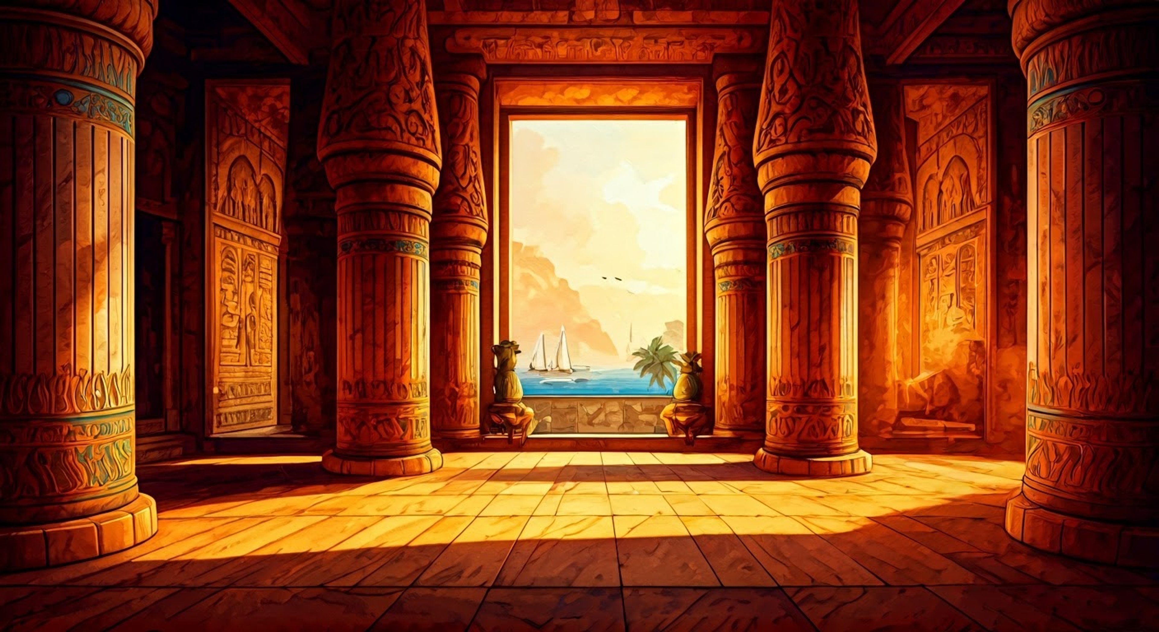 You find yourself in ancient Alexandria as Cleopatra's trusted advisor during a time of political intrigue and mystical happenings. The Cat's Eye necklace pulses with divine energy as threats both mundane and magical gather. Together you must navigate court politics while wielding powers granted by the goddess Bastet to protect Egypt's sovereignty.