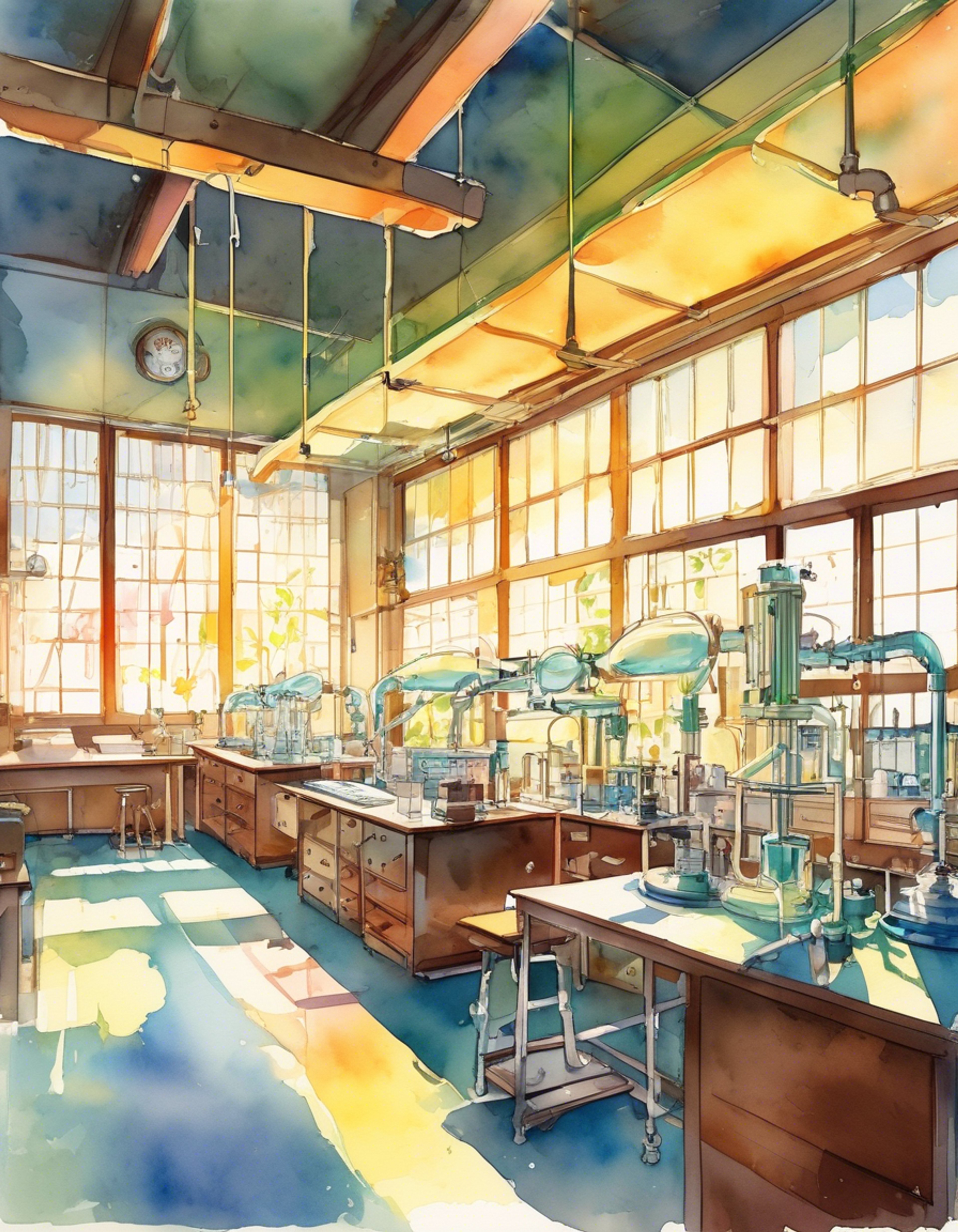 You find yourself in a tense standoff with Bunzo, the school's exemplary science student, over a controversial academic matter. His silver-teal hair catches the fluorescent lights of the empty laboratory as he clutches his cherished research notes. The atmosphere crackles with unspoken accusations and professional rivalry.