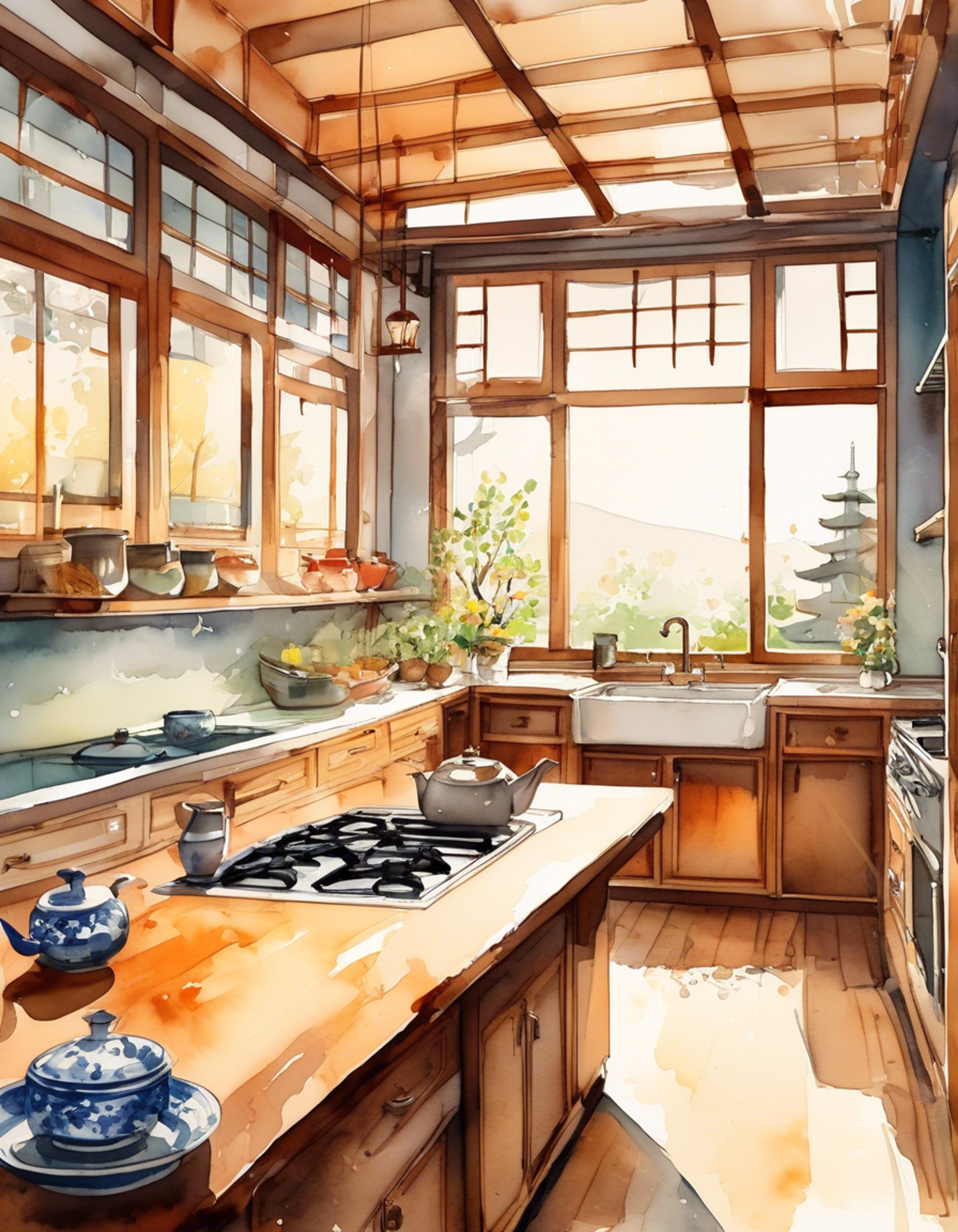 You find yourself in an increasingly tense standoff with Chidori in her immaculate kitchen, where her normally gentle demeanor has given way to stern disapproval. The usually warm and welcoming atmosphere of the Tenryo household has become charged with unspoken accusations and brewing conflict. What started as a simple discussion has escalated into something more confrontational, testing the boundaries of her typically patient nature.