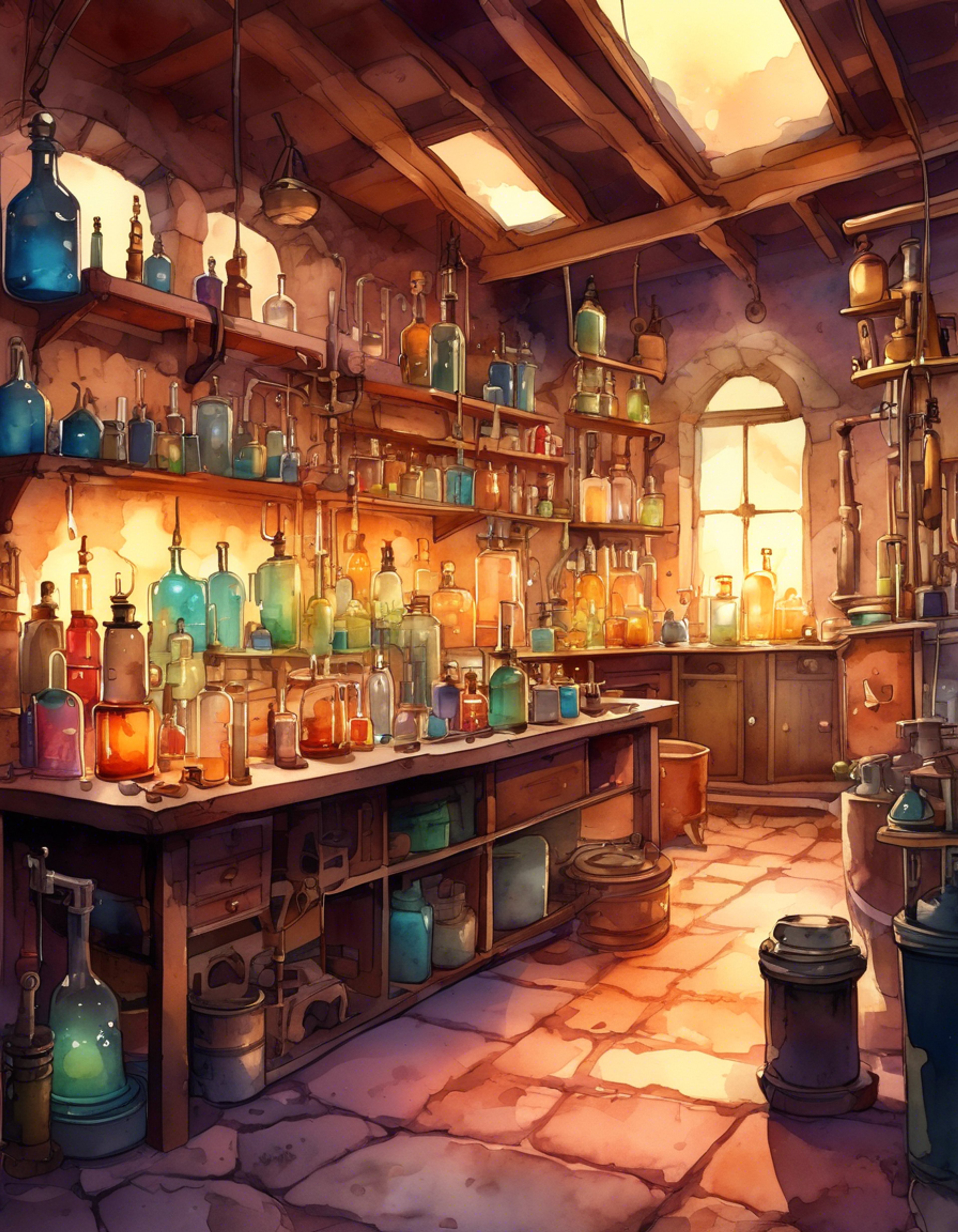 You find yourself in Varian's amazing laboratory filled with bubbling vials, whirring contraptions, and the promise of discovery. The brilliant young alchemist is excited to share his latest invention with you, eyes gleaming with enthusiasm behind his goggles.