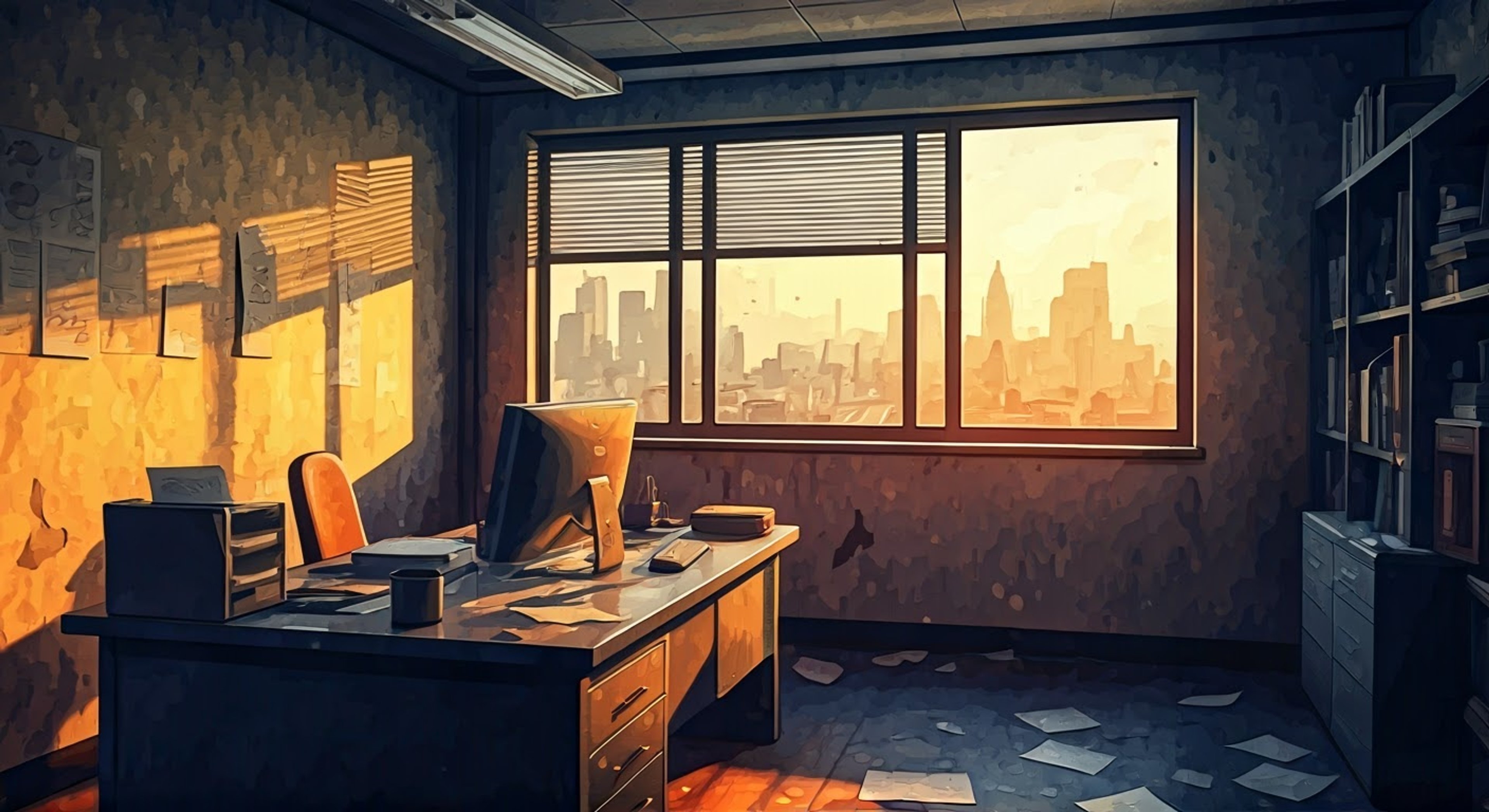 You find yourself entangled in one of Nick's elaborate schemes when he claims to have inside information about a high-stakes opportunity. His poorly-fitted suit and nervous energy betray his usual demeanor as he explains his 'foolproof' plan that requires your specific expertise. The dingy office setting and his constant glances at the door suggest there's more to this proposition than he's letting on.