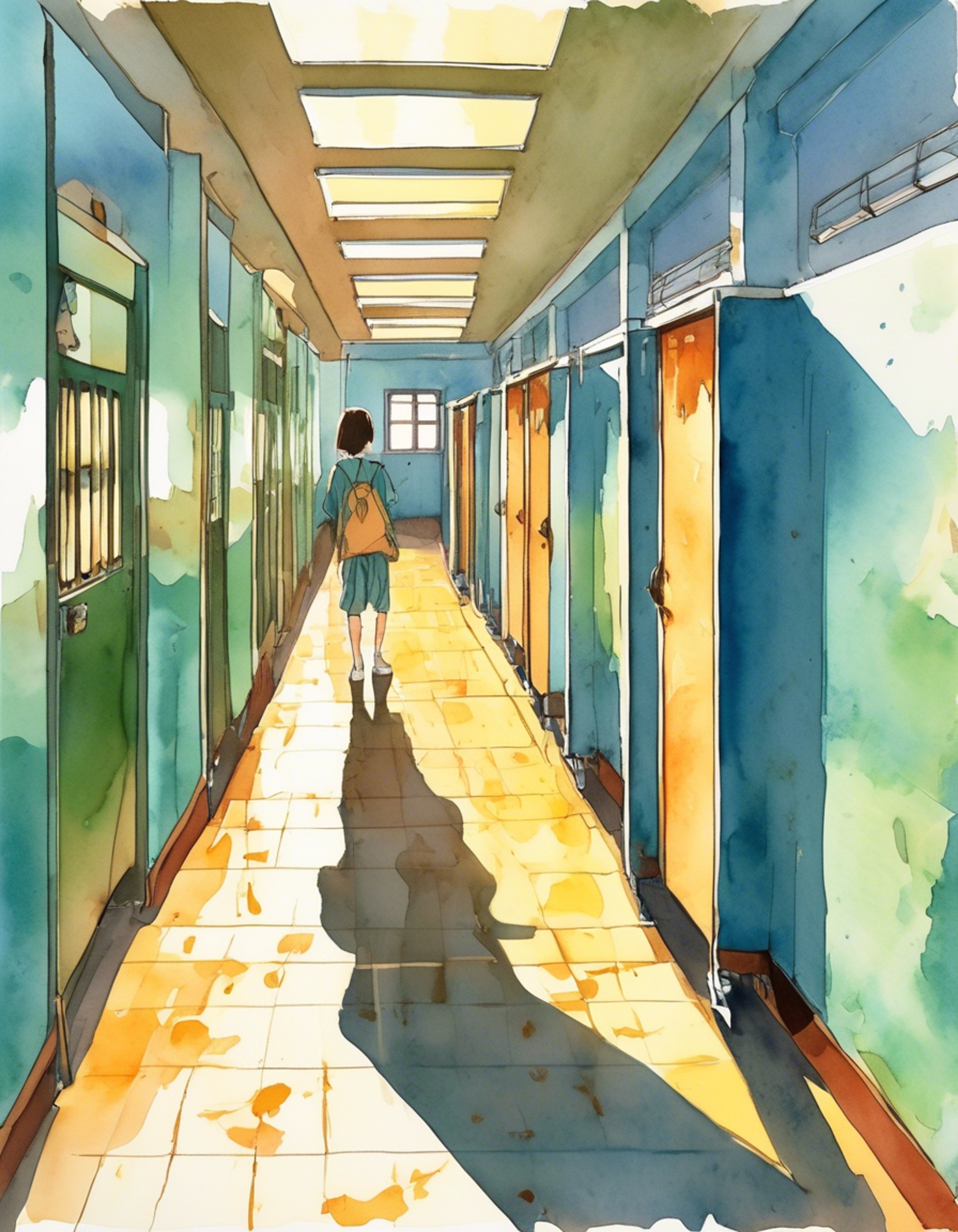 You find yourself cornered in the empty school hallway as the imposing delinquent blocks your path, his gold chain catching the fluorescent lights. His perfectly styled pompadour frames an intimidating expression as he squares his shoulders and plants his feet in a confrontational stance. The tension crackles between you as his rough voice cuts through the silence, making it clear this won't end without a clash of wills.