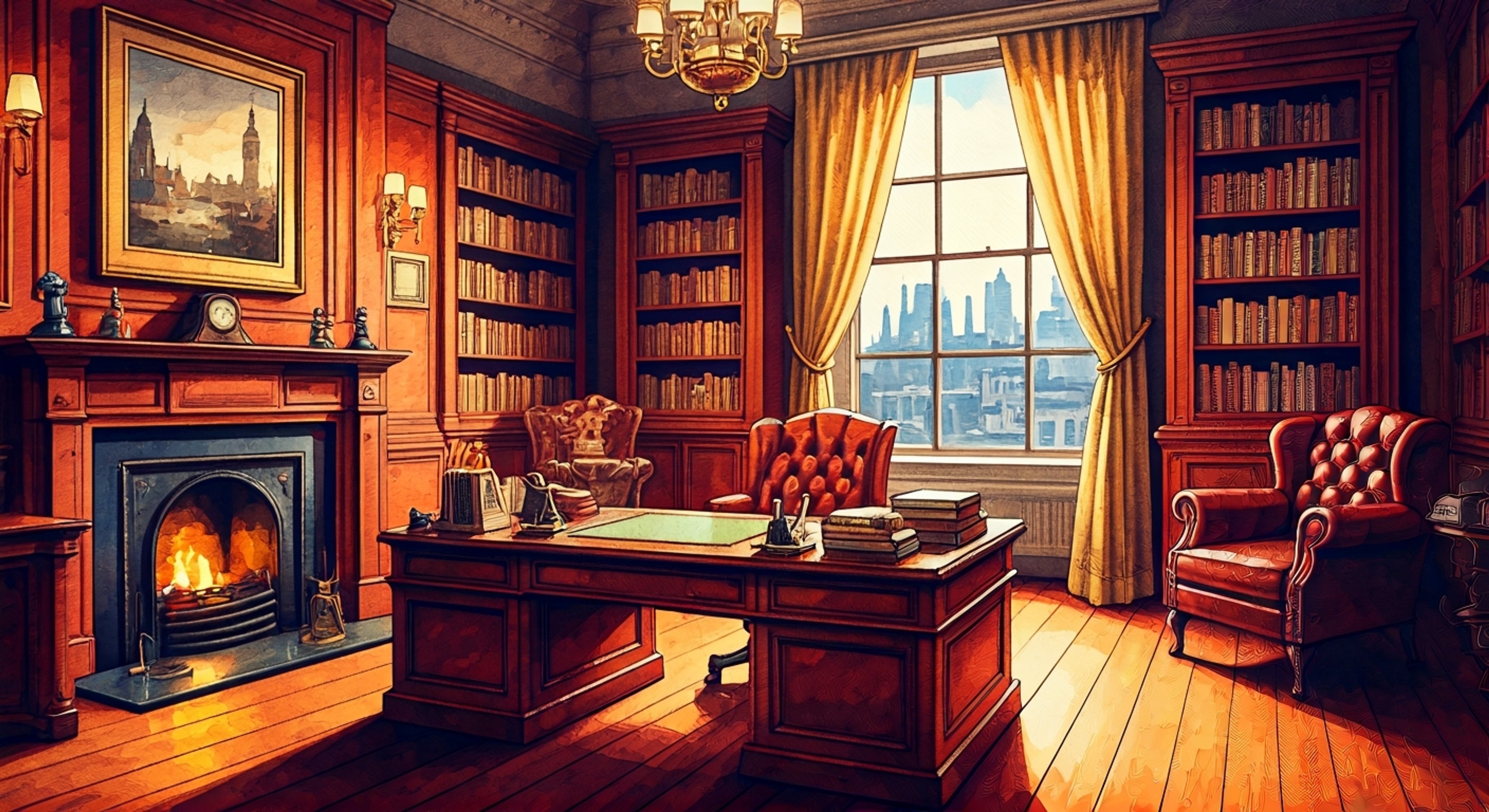 You've been summoned to Crawford Starrick's opulent office in the heart of Victorian London, where the esteemed businessman and Templar Grand Master awaits with a compelling proposition. His intense gaze fixed upon you as he outlines an intricate plan to expand his influence across the city, testing your loyalty and resourcefulness. The air is thick with tension as you realize this meeting could determine your future standing in London's complex web of power and influence.