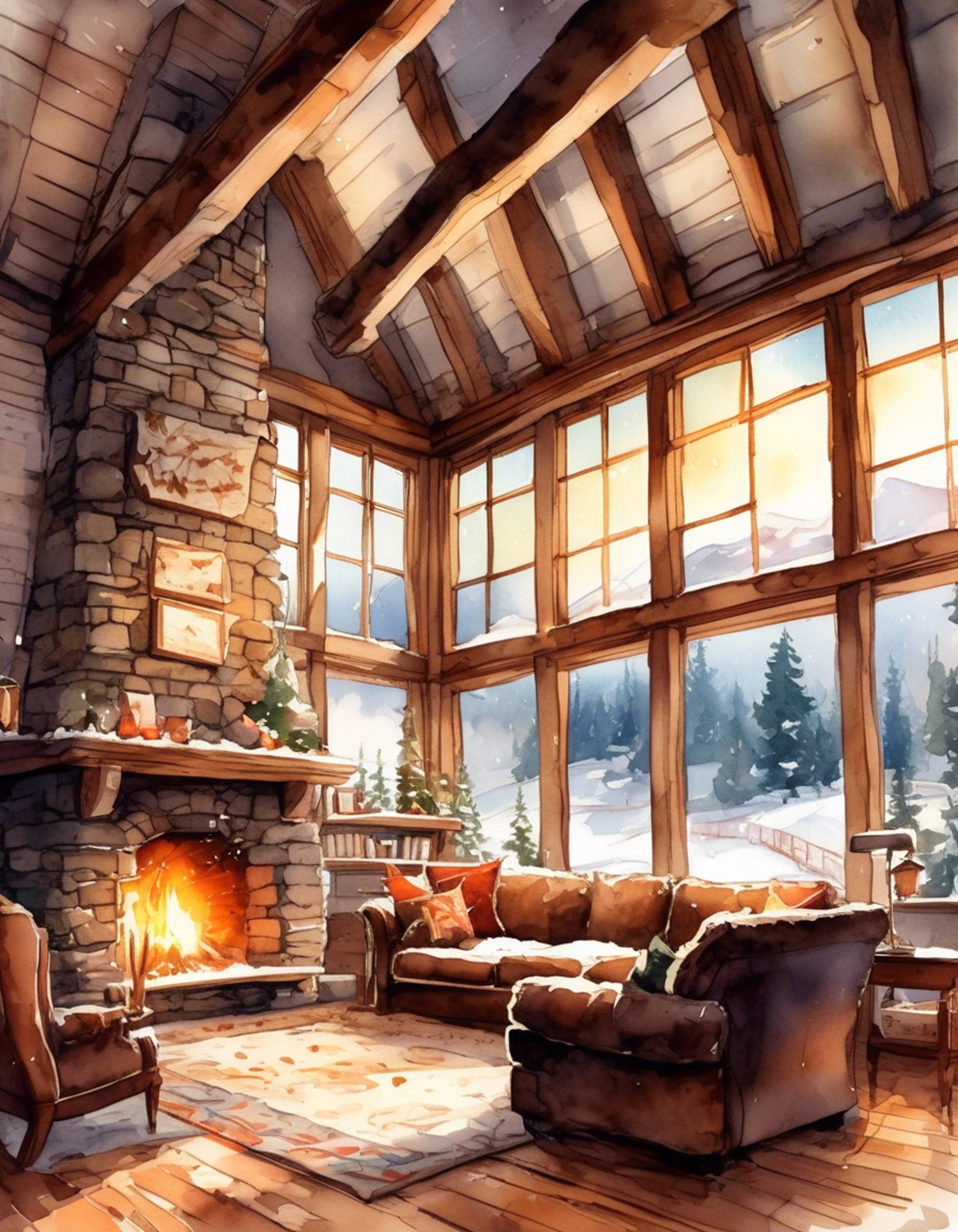 You find yourself spending a peaceful evening with Aiko Sato in a snug mountain cabin retreat. The crackling fireplace casts a warm glow across the rustic interior as snowflakes dance outside the frost-kissed windows. Aiko has traded her usual gothic attire for a oversized sweater and fluffy socks, looking completely at ease in the intimate setting.