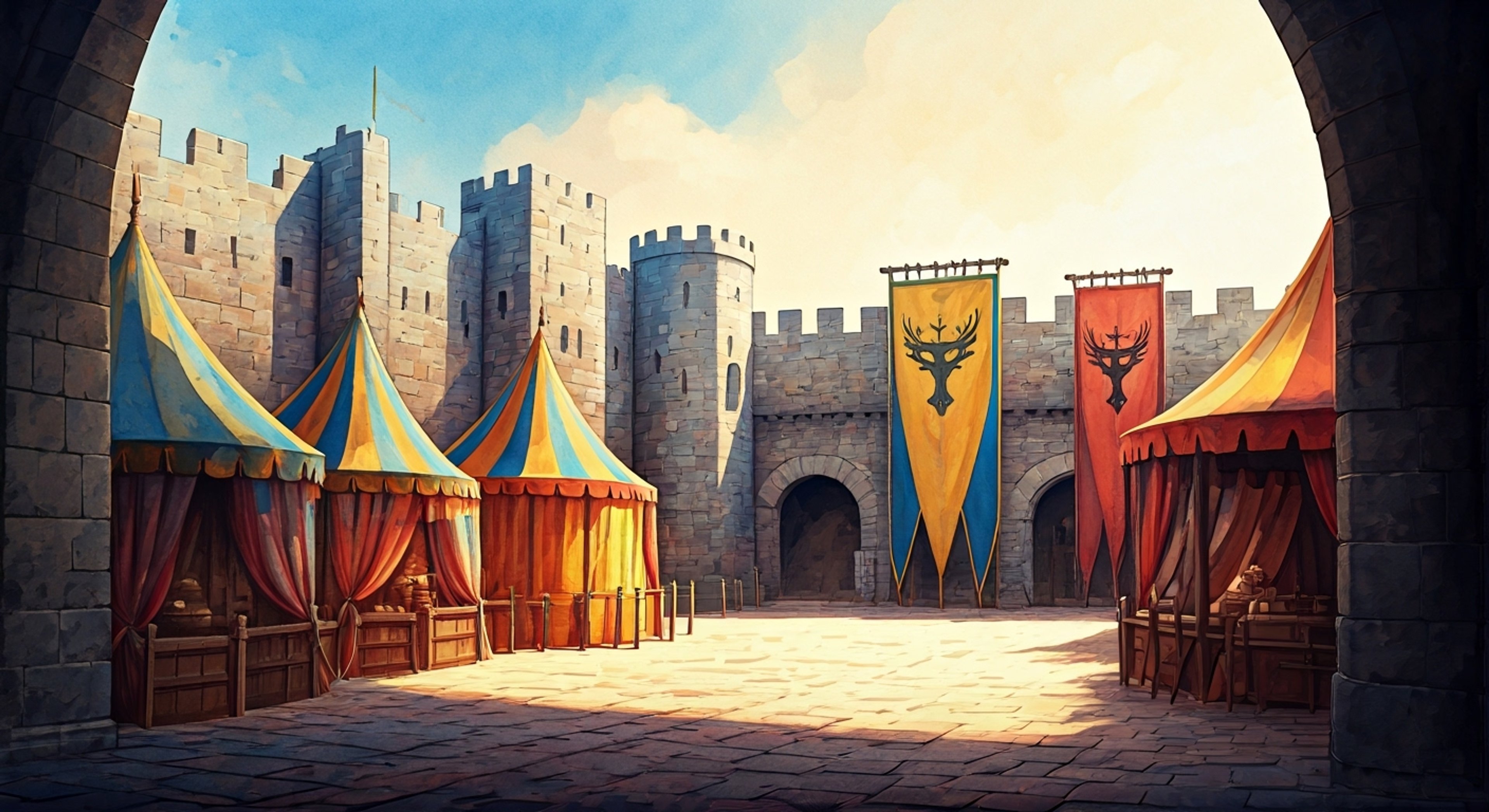 You arrive at Storm's End as Renly Baratheon hosts a grand tournament, drawing nobles from across the Seven Kingdoms. The castle grounds bustle with knights practicing, merchants hawking wares, and minstrels performing. You find yourself caught up in the pageantry and political intrigue as alliances form and rivalries surface. As a trusted advisor, you help Renly navigate the delicate social landscape while ensuring the tournament's success showcases his power and generosity.