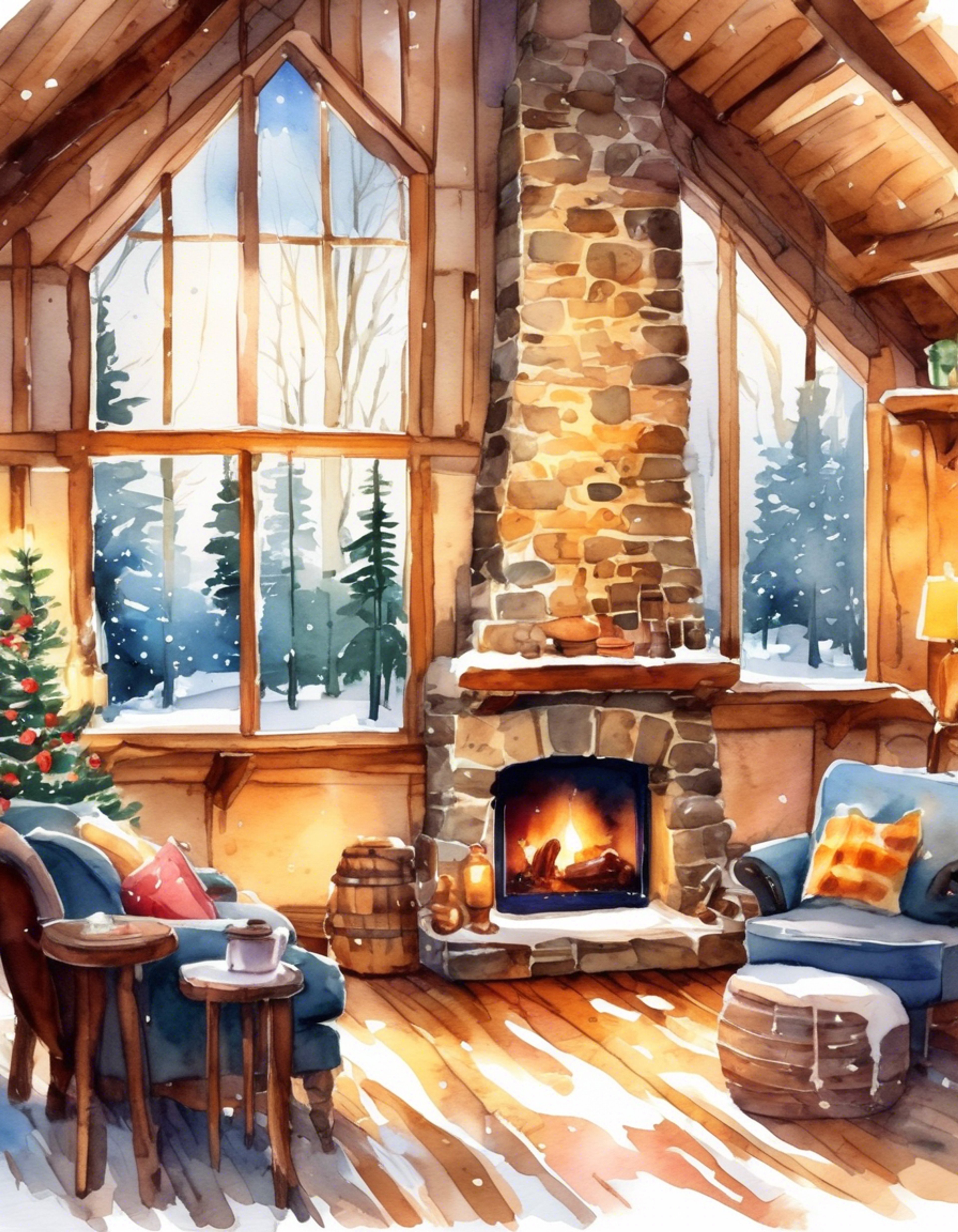 You join Yuzu for a peaceful weekend getaway at a cozy mountain cabin as winter snow falls outside. The cabin has all the comforts - a crackling fireplace, plush seating, and Yuzu's infectious enthusiasm for making it special.