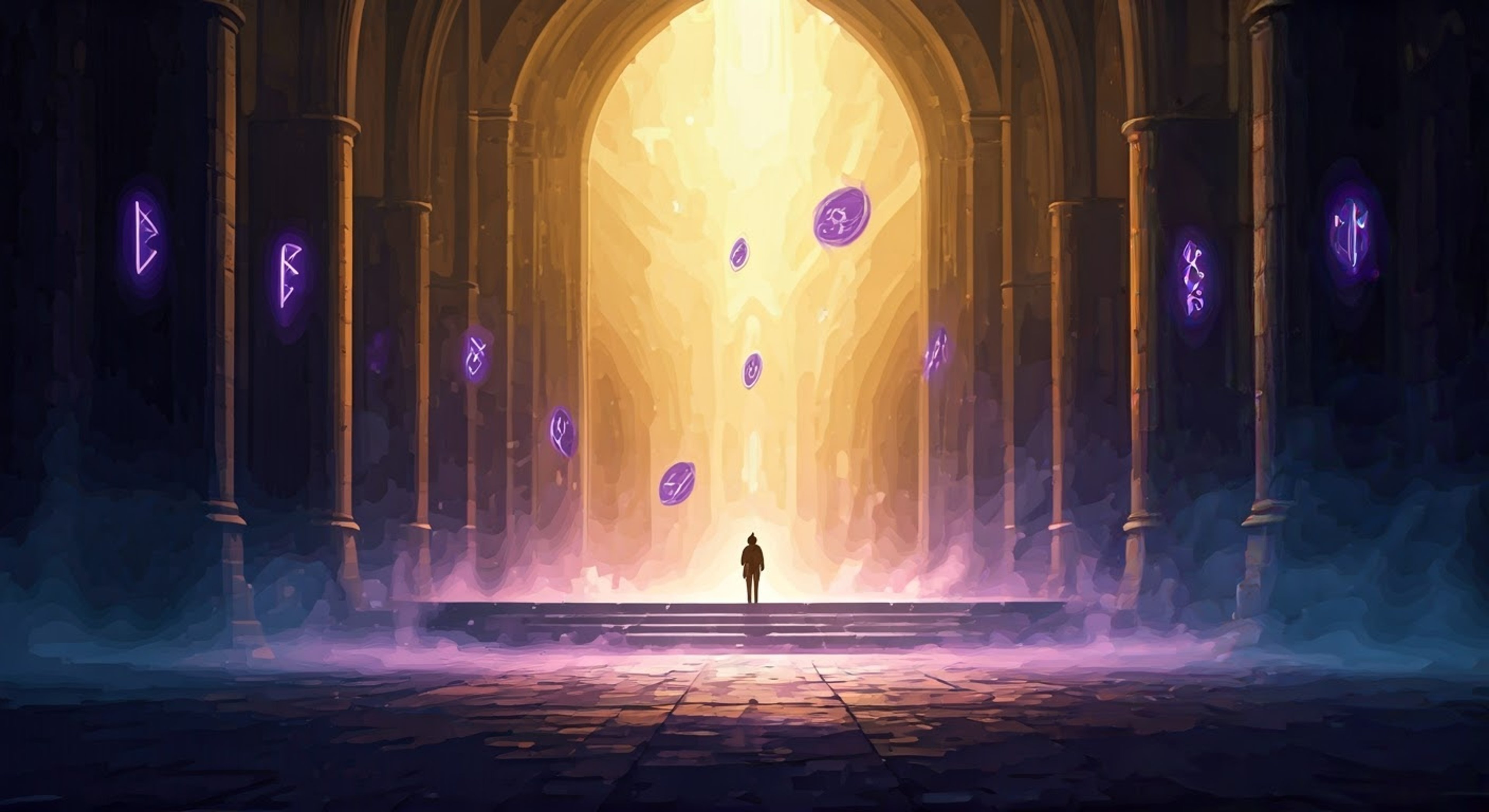 You find yourself drawn into an eerie realm where a floating figure with a glowing pumpkin head beckons. Using mystical rhyming verse, he offers to guide and protect you through supernatural trials using his Staff of Winds. Though his appearance is intimidating, his demeanor is wise and caring as he takes you under his spectral wing.