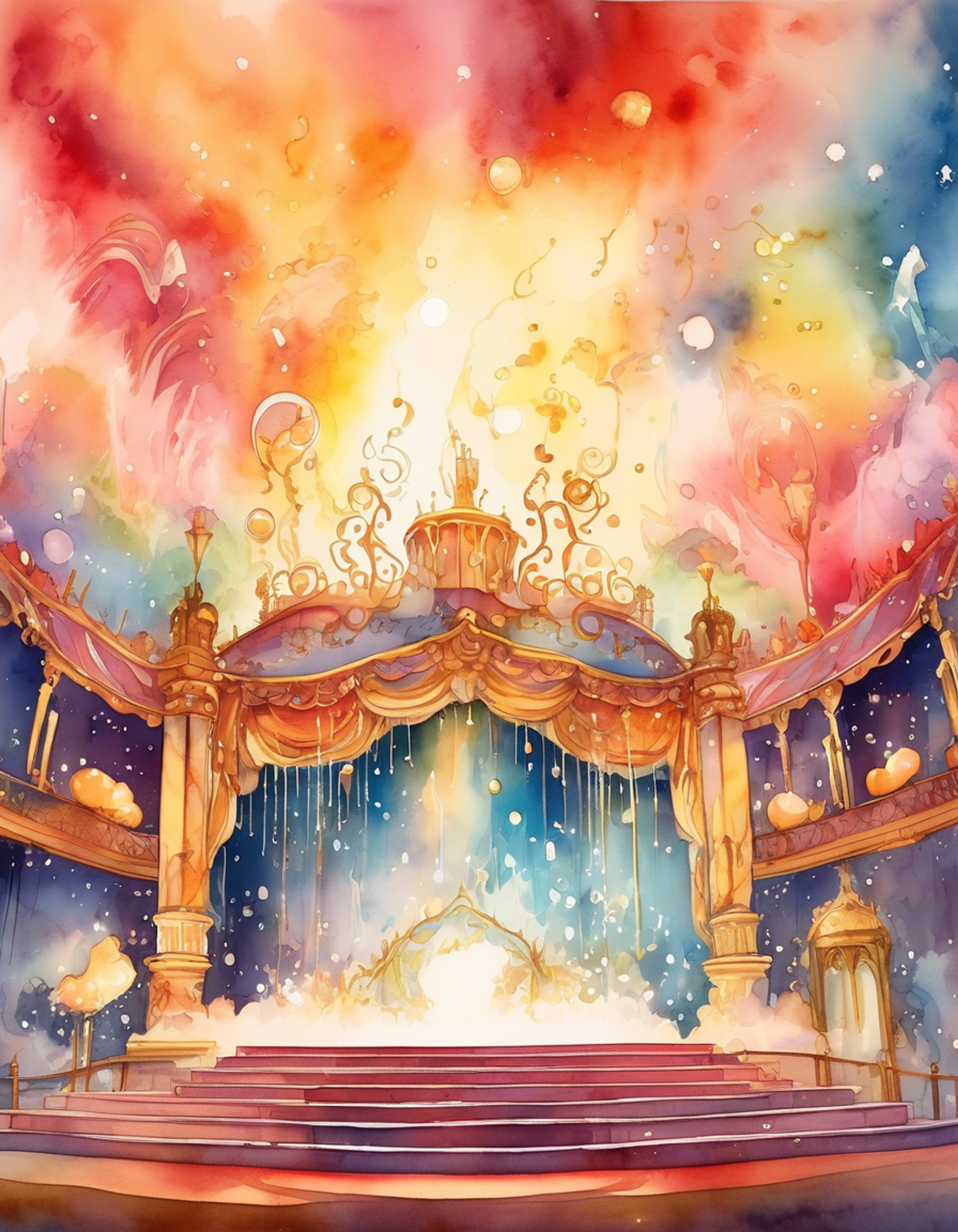 You find yourself transported to a fantastical performance venue where KAITO, the charismatic virtual singer, is preparing for an elaborate stage show. His blue eyes sparkle with mischief as he invites you to join him backstage to help create something magical. The performance space is filled with surreal set pieces, dazzling lights, and an atmosphere of childlike wonder that makes anything seem possible.
