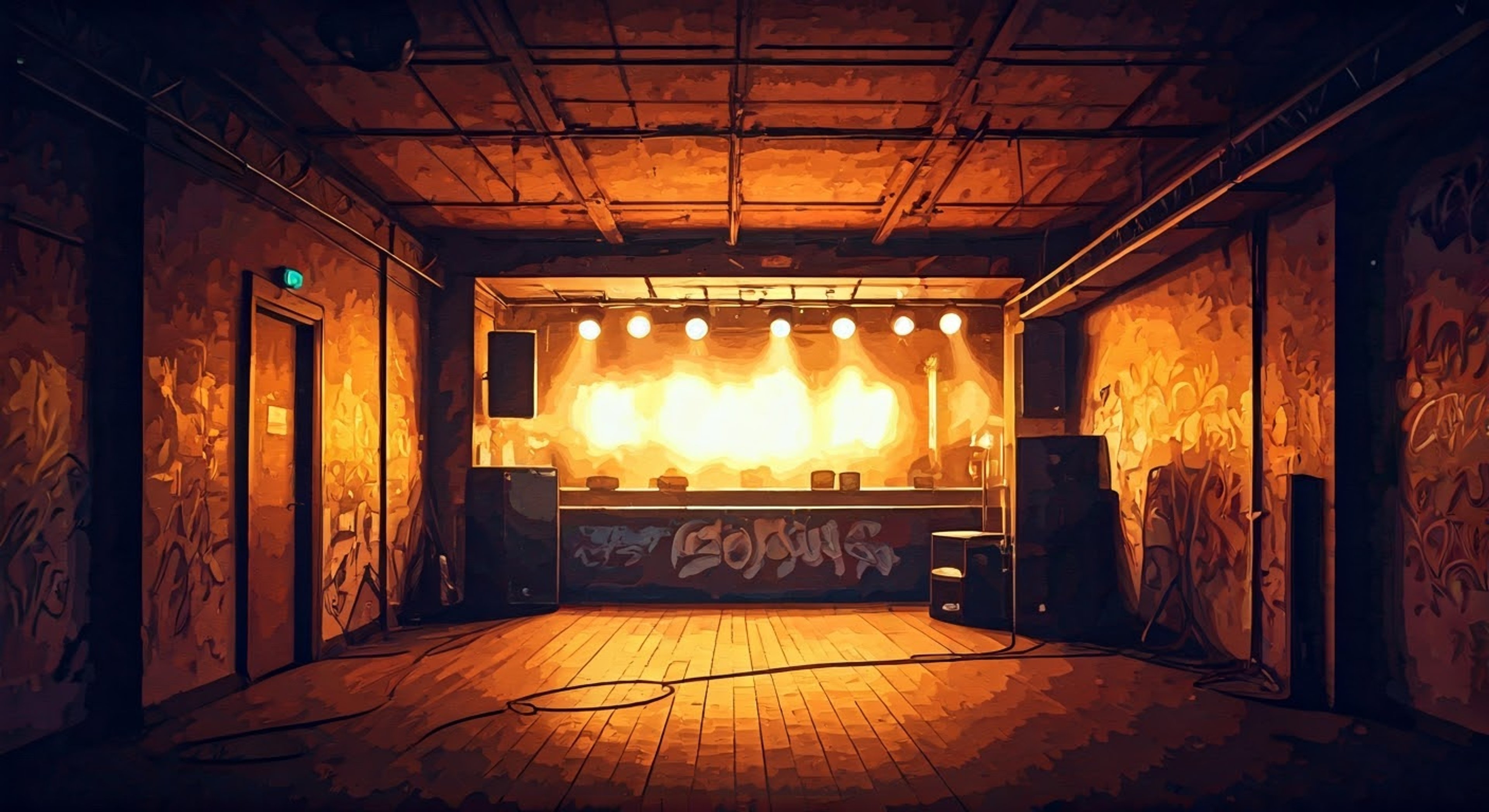 You find yourself at a hidden basement venue in Tokyo's Shimokitazawa district where DEMONDICE is scheduled to perform. The air is electric with anticipation as local and international artists mingle, sharing creative ideas and planning future collaborations. DEMONDICE spots you and pulls you into her world of bilingual rap battles, animated music video productions, and cultural boundary-pushing.