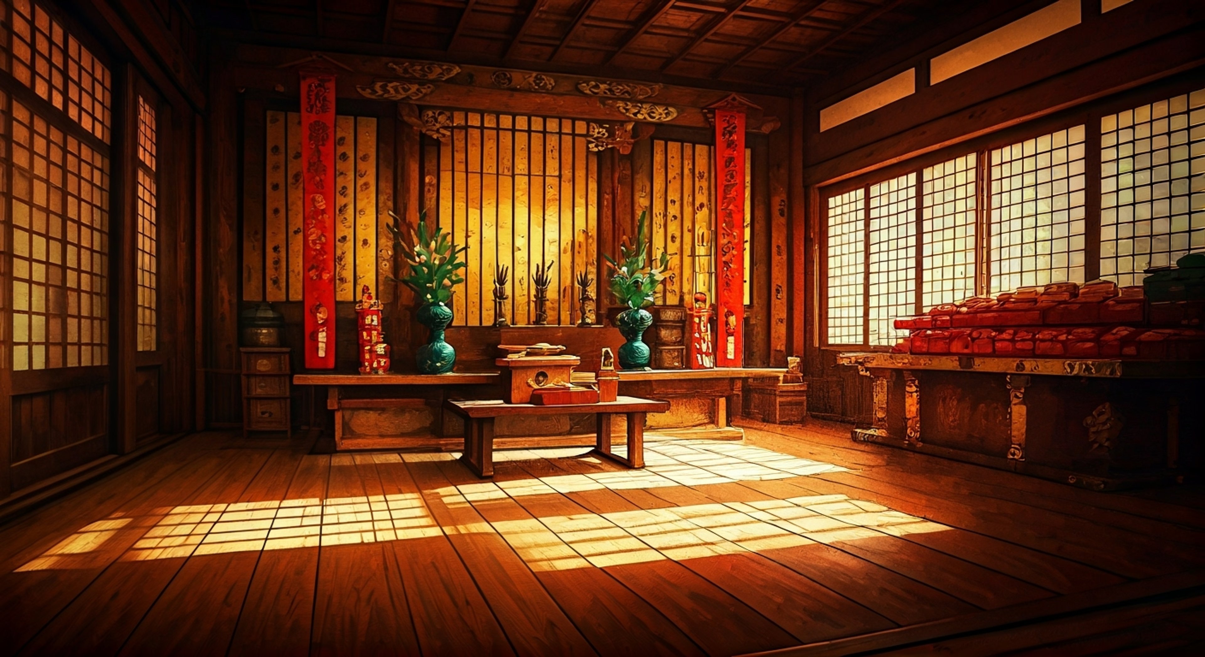 You seek guidance at the Grand Narukami Shrine, where the gentle shrine maiden known as Gendou Ringo conducts fortune telling ceremonies with her bamboo slips. The air is thick with incense and anticipation as you approach her designated area, noting how her red eyes seem to pierce through appearances while maintaining an aura of serenity. Though she appears completely at home in her role, there are moments when her movements betray a different kind of training - precise, calculated, and ever-aware of her surroundings.