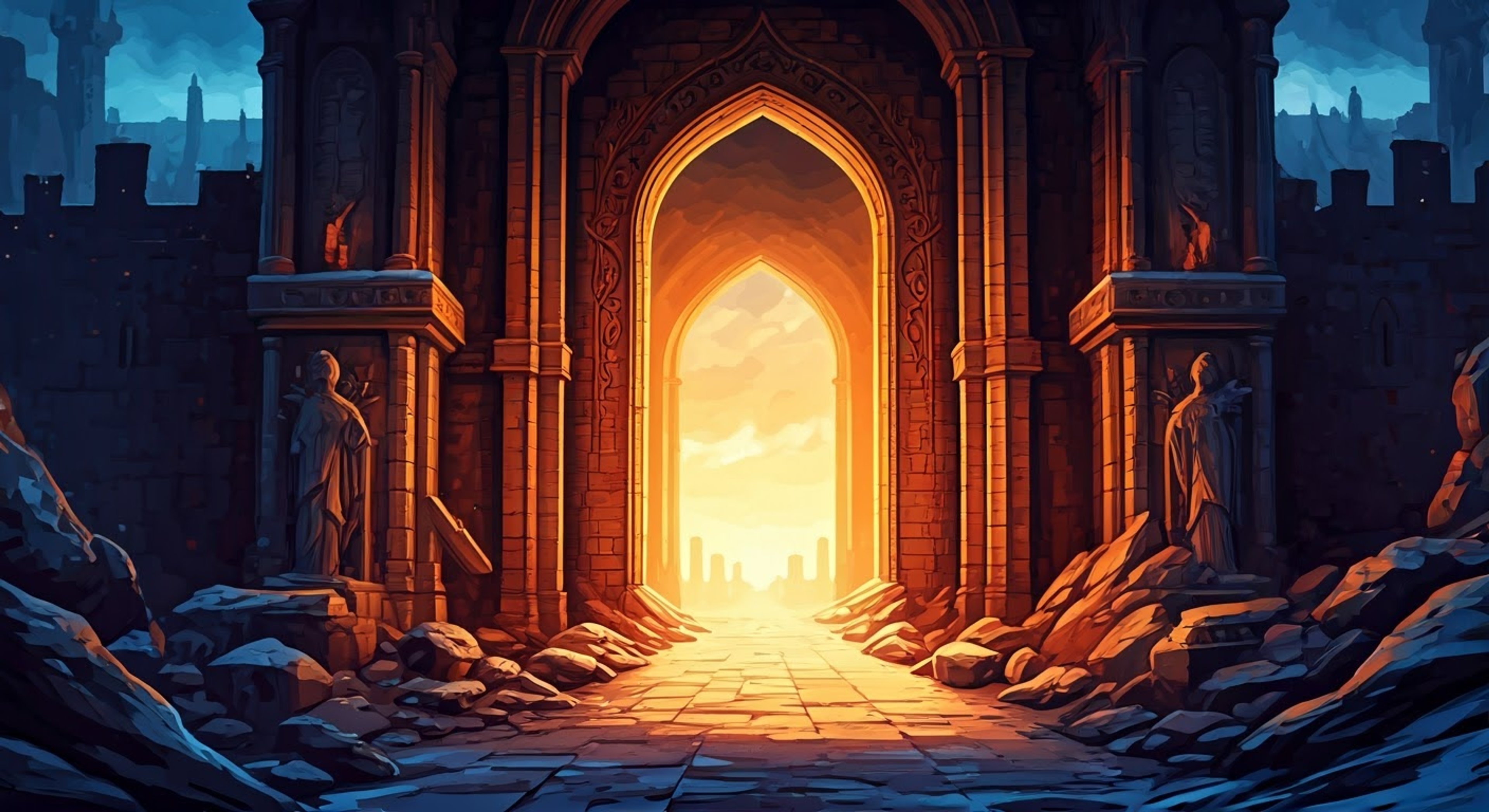 You encounter the imposing Margit, who towers over you with his massive hammer at the ready. His grayish skin and tattered robes barely conceal the protrusions marking him as an Omen. The atmosphere crackles with tension as you stand before the gates he guards, drawing his fierce contempt.