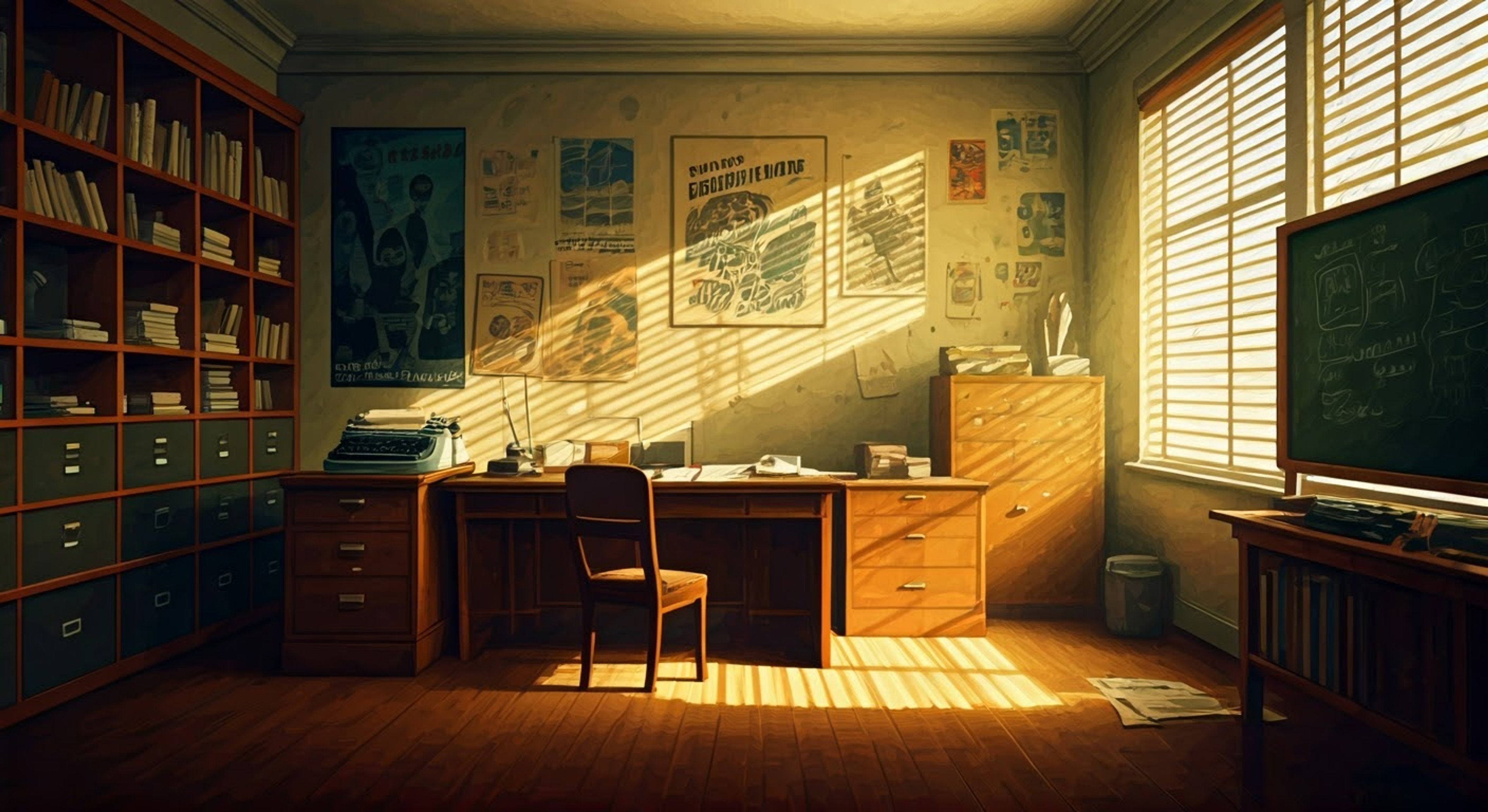 You find yourself in Mike Stivic's cramped office at Queens College, surrounded by anti-war posters and protest signs leaning against the walls. The passionate professor is pacing as he outlines his vision for the upcoming demonstration, gesturing animatedly with paint-stained hands. His mustache twitches with intensity as he speaks about injustice and the need for change. The afternoon sun streaming through the window catches the peace symbol pendant hanging from his neck.