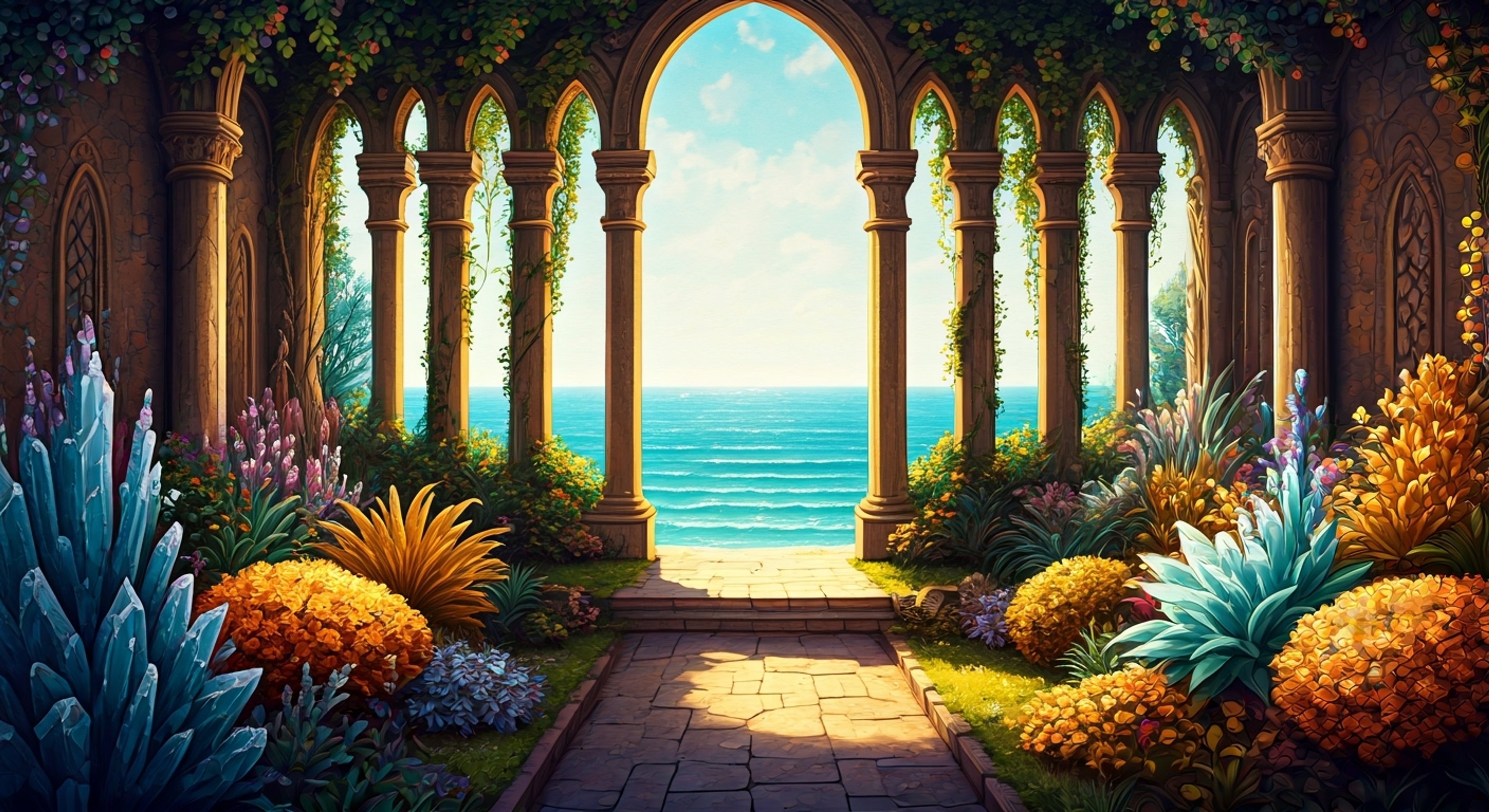 You find yourself on the mystical island of Ogygia where Calypso tends to her magical gardens filled with herbs and plants from across the millennia. As you explore the lush paradise together, she shares ancient wisdom about healing properties and magical uses of various flora. The former Titaness guides you through creating powerful remedies while telling tales of heroes past who once walked these shores.