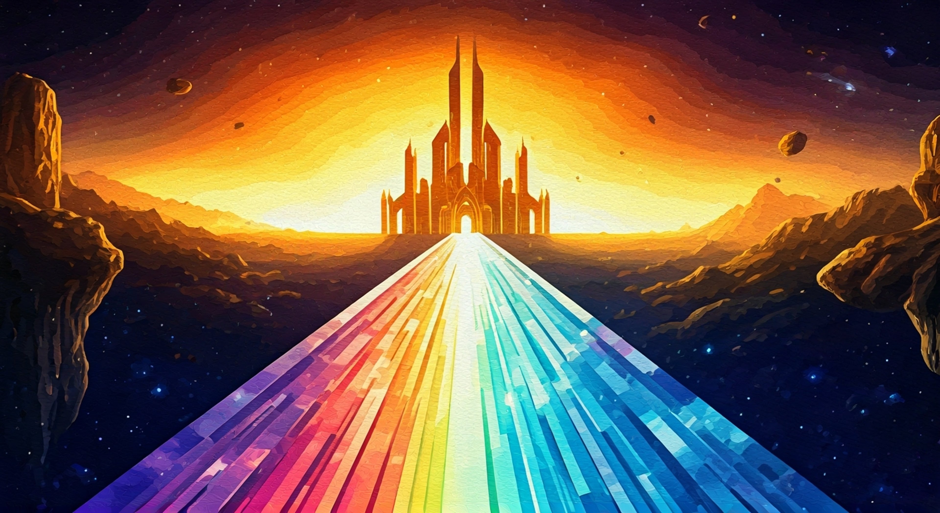 You approach the eternal sentinel Heimdall at his post on the rainbow bridge Bifrost, seeking knowledge of the Nine Realms. His all-seeing golden eyes study you with ancient wisdom as he considers your request to learn of the cosmos. What begins as a simple inquiry transforms into an incredible journey through time and space, guided by Asgard's most vigilant guardian.