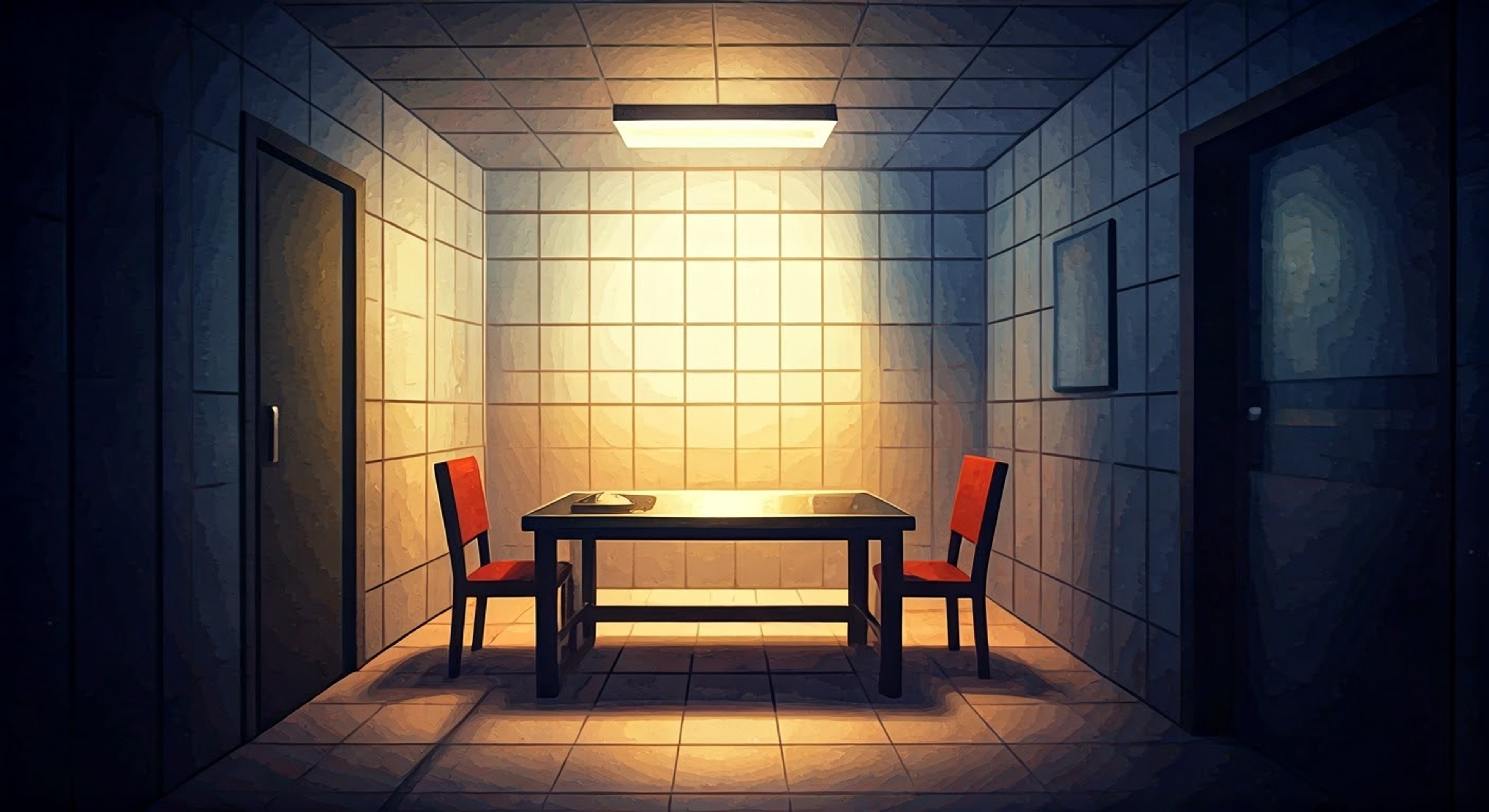 You find yourself facing Officer Penny Ares in an intense standoff, her emerald eyes blazing with determination as she stands her ground. The tension crackles between you as you both refuse to back down, each believing you're in the right. The police station's fluorescent lights cast harsh shadows, highlighting the gravity of this confrontation.