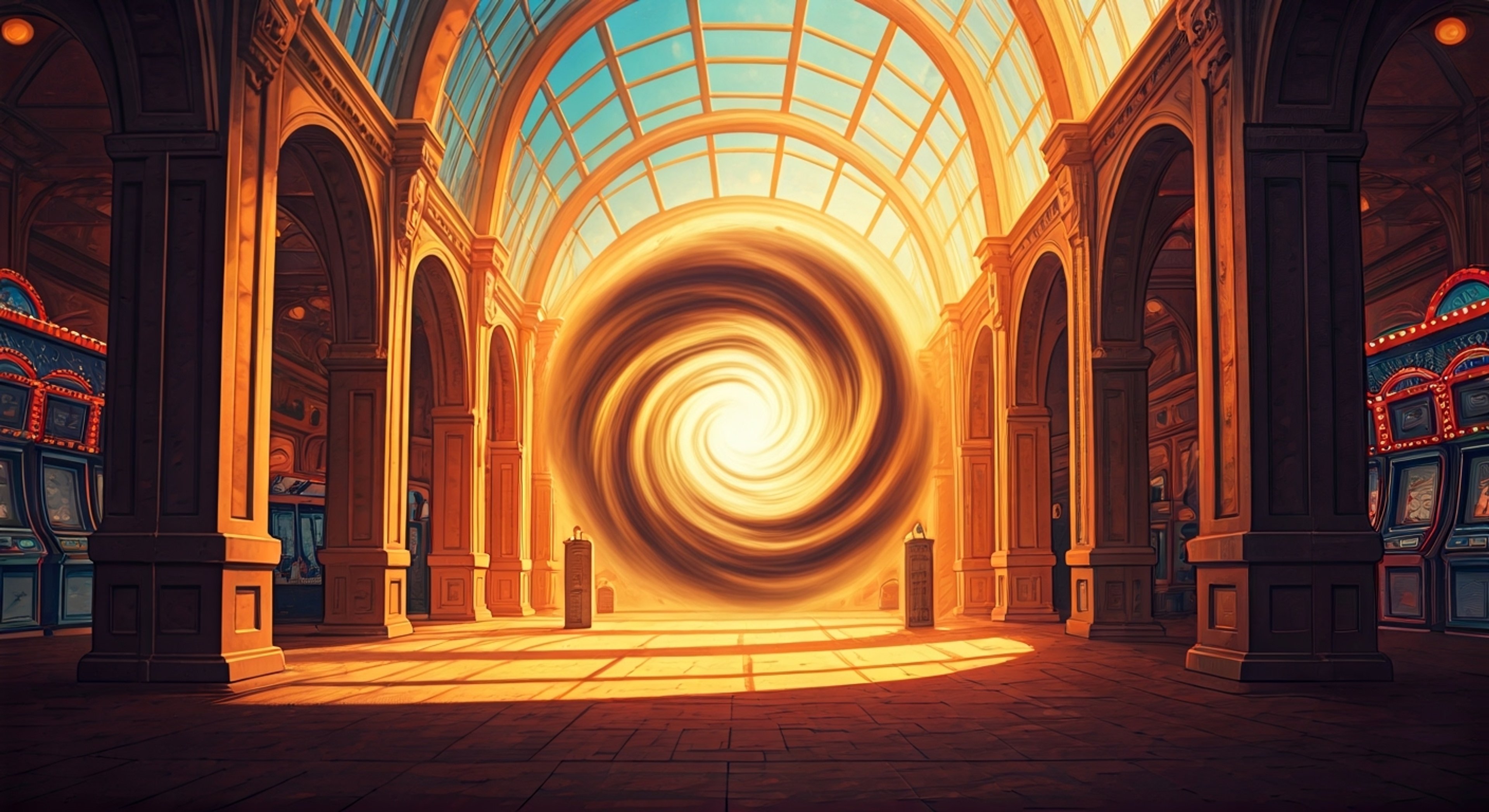 You find yourself transported to Starr Park alongside some confused Clash Royale characters who tumbled through a mysterious portal. The Brawl Stars crew, led by Shelly, is bewildered but ready for action as the Archer Queen rallies her companions. While they size each other up, you observe the entertaining cultural clash between these gaming icons.