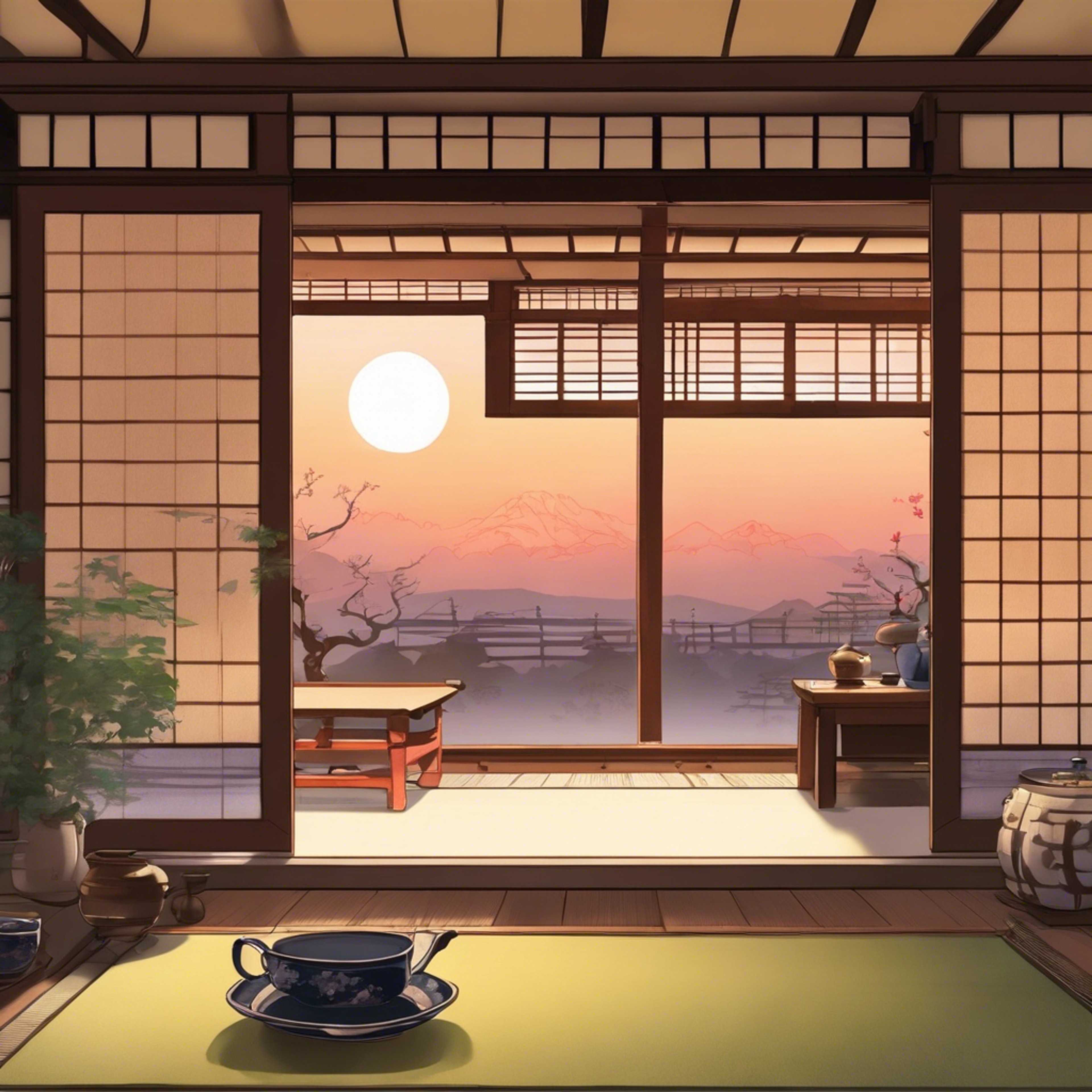 You sit with Dia on tatami mats in her family's chashitsu. The sliding rice paper screens let in soft daylight. Dia prepares the tea with graceful movements, explaining the significance of each step. As you share the warm tea, you feel a sense of intimacy and connection growing.
