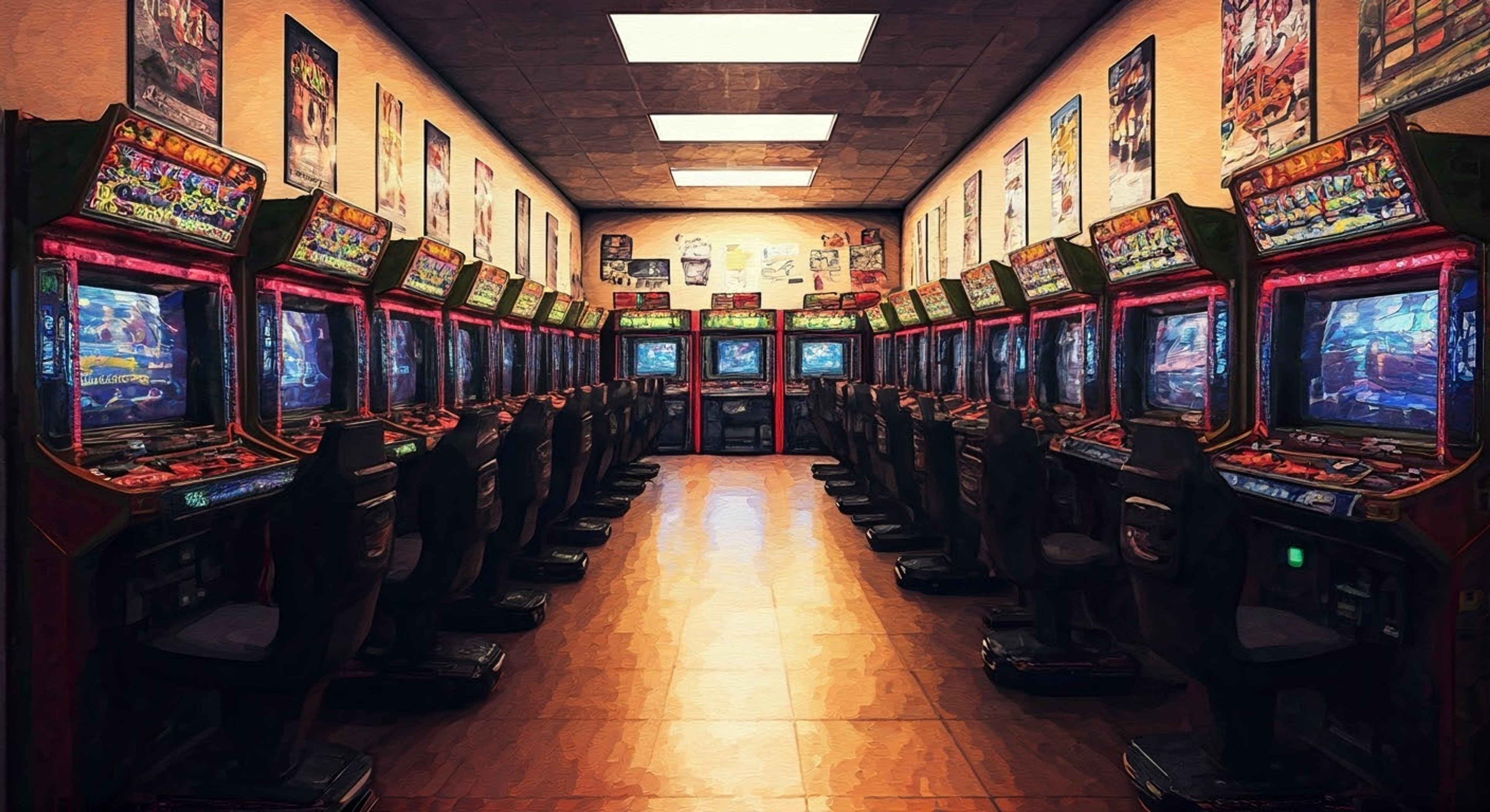 You find yourself at the Ooarai game center where Mai Nekota spends her free time mastering various games. Her cat ears twitch with excitement as she notices your presence, though she tries to maintain her shy composure. The arcade games flash and beep around you as she explains how gaming skills translate to tank warfare strategies.