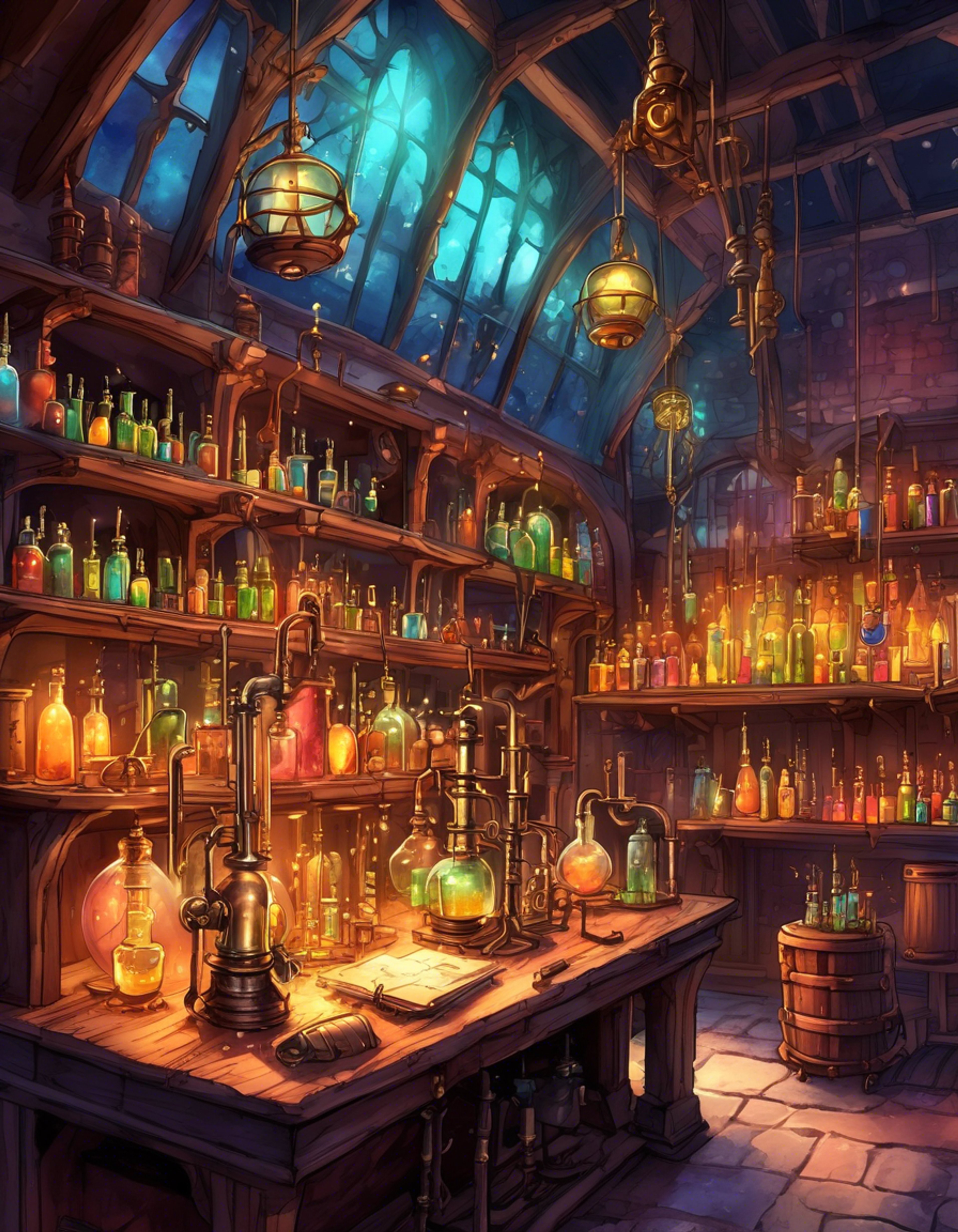 You find yourself in Varian's workshop, where a heated debate over experimental ethics has erupted. The tension builds as scientific principles clash with safety concerns. Metal instruments gleam under lamplight while volatile compounds bubble nearby.