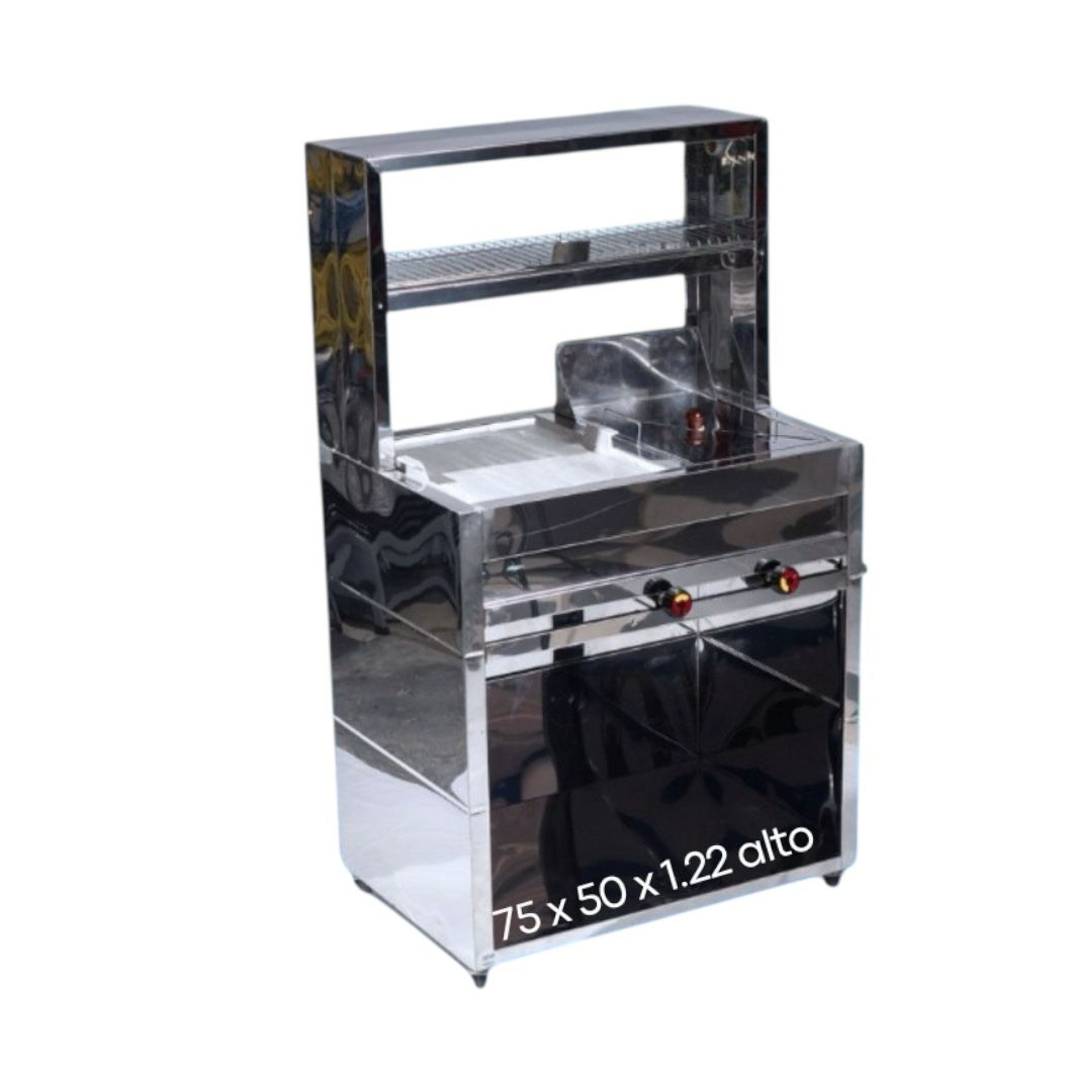 MODULO FREIDOR CON PLANCHA Y VITRINA EN ACERO INOX