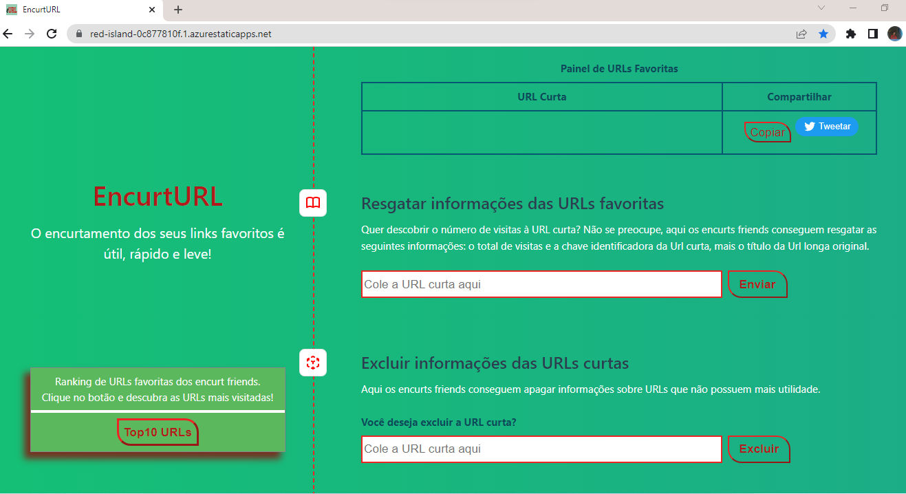 Homepage do EncurtURL